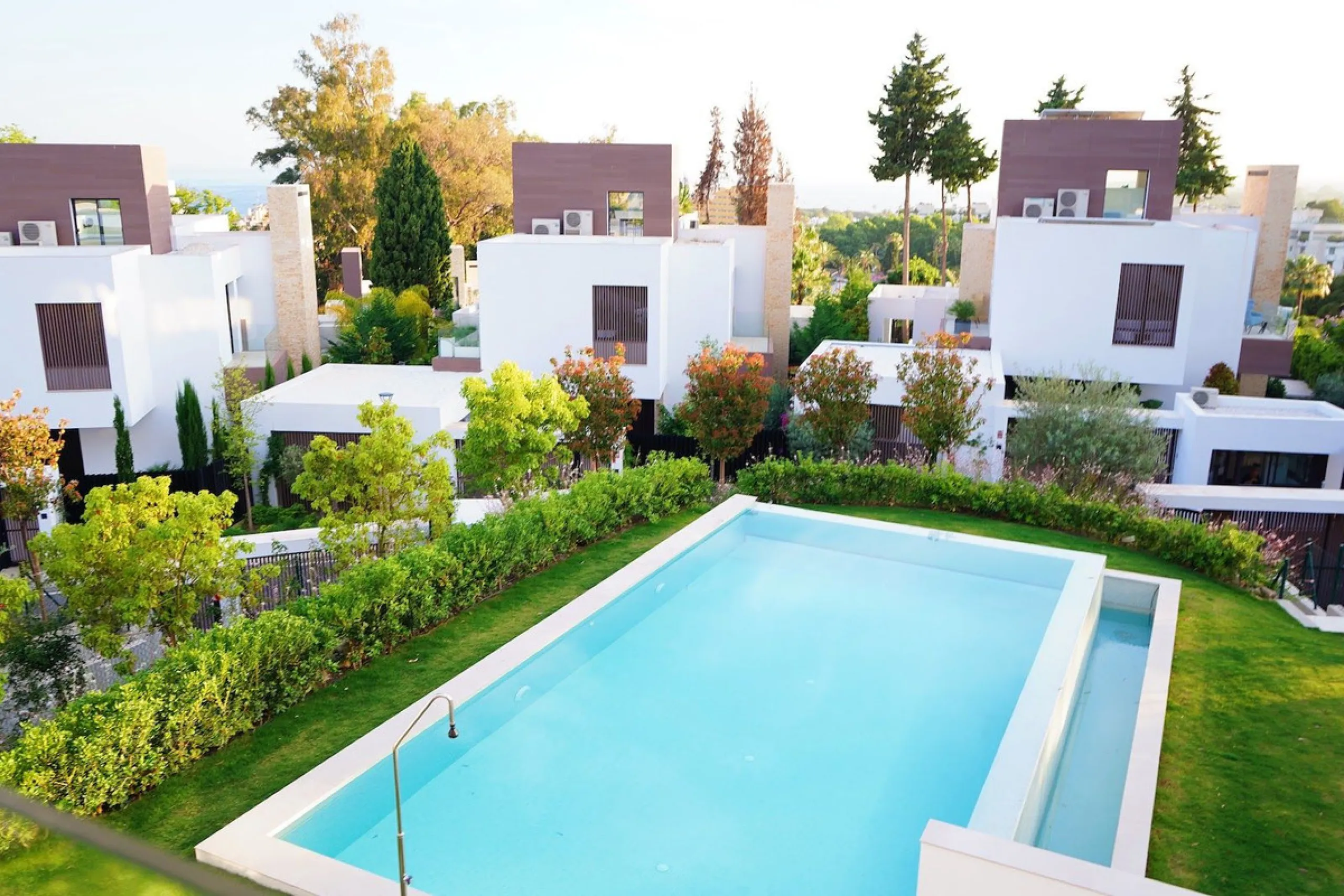 Modern luxury villa of exceptional qualities is located in a gated community, consisting of only 12 villas, with 24 hour security guards and concierge services situated in a green oasis on the edge of the famous Golden Mile and just a few metres from the 