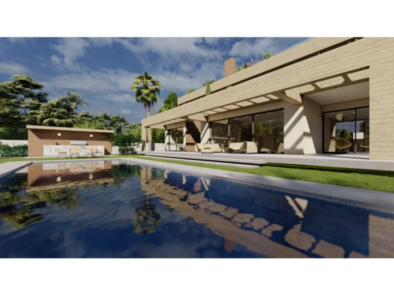 ESTEPONA, NEW GOLDEN MILE, BEACHSIDE PLOT WITH MODERN VILLA PROJECT & LICENCE INCLUDED IN THE PRICE (the cost of construction is NOT included)