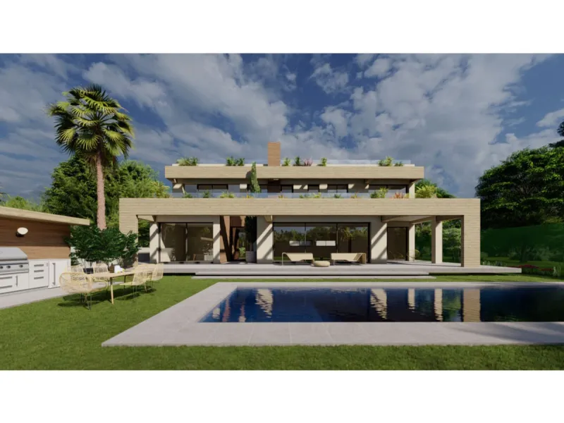 ESTEPONA, NEW GOLDEN MILE, BEACHSIDE PLOT WITH MODERN VILLA PROJECT & LICENCE INCLUDED IN THE PRICE (the cost of construction is NOT included)