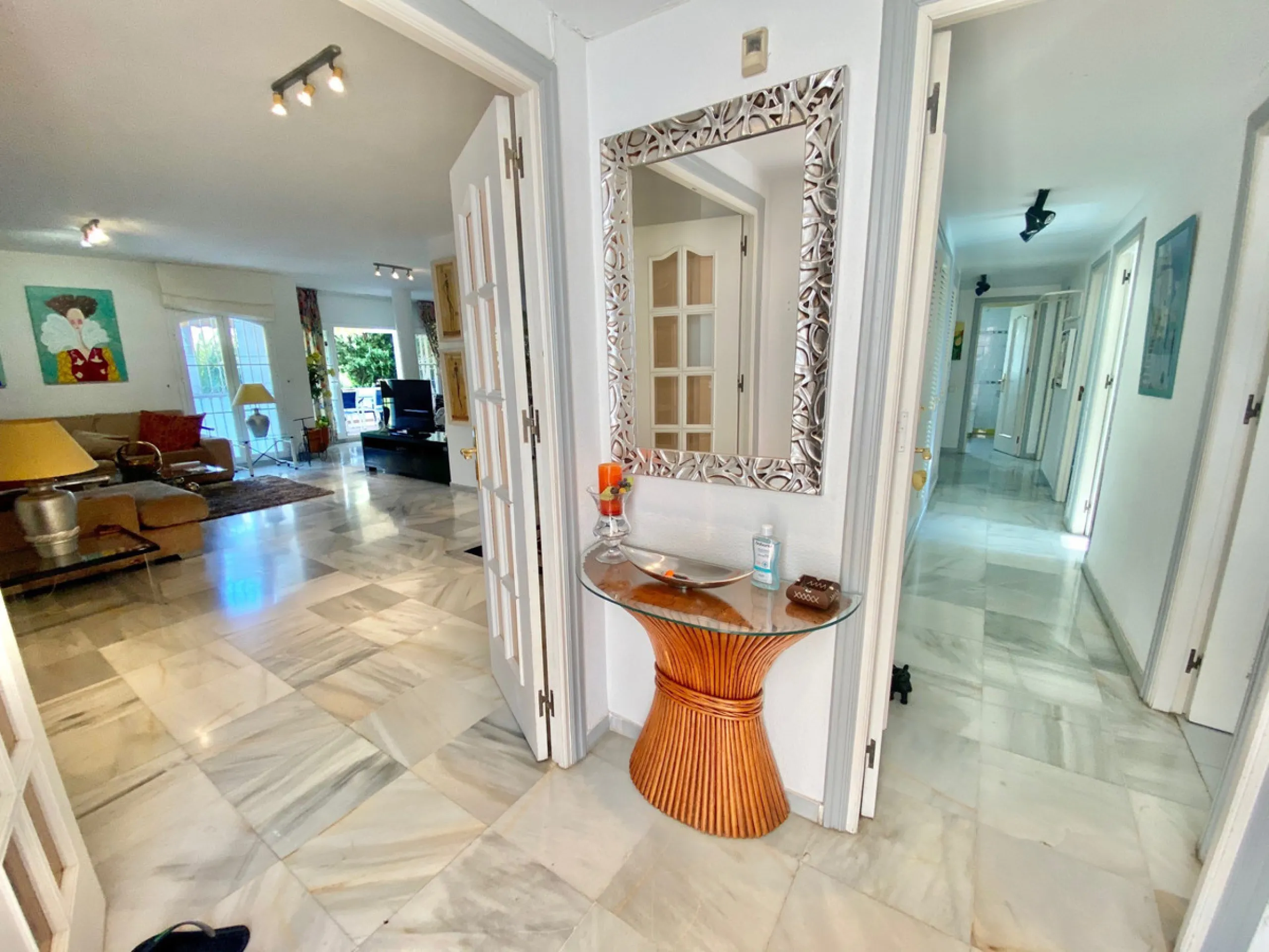 This impressive apartment is situated in the prestigious Nagüeles area on the renowned Marbella Golden Mile, offering a prime location in Marbella, Malaga. The property provides convenient access to a range of amenities and is ideally positioned near tran