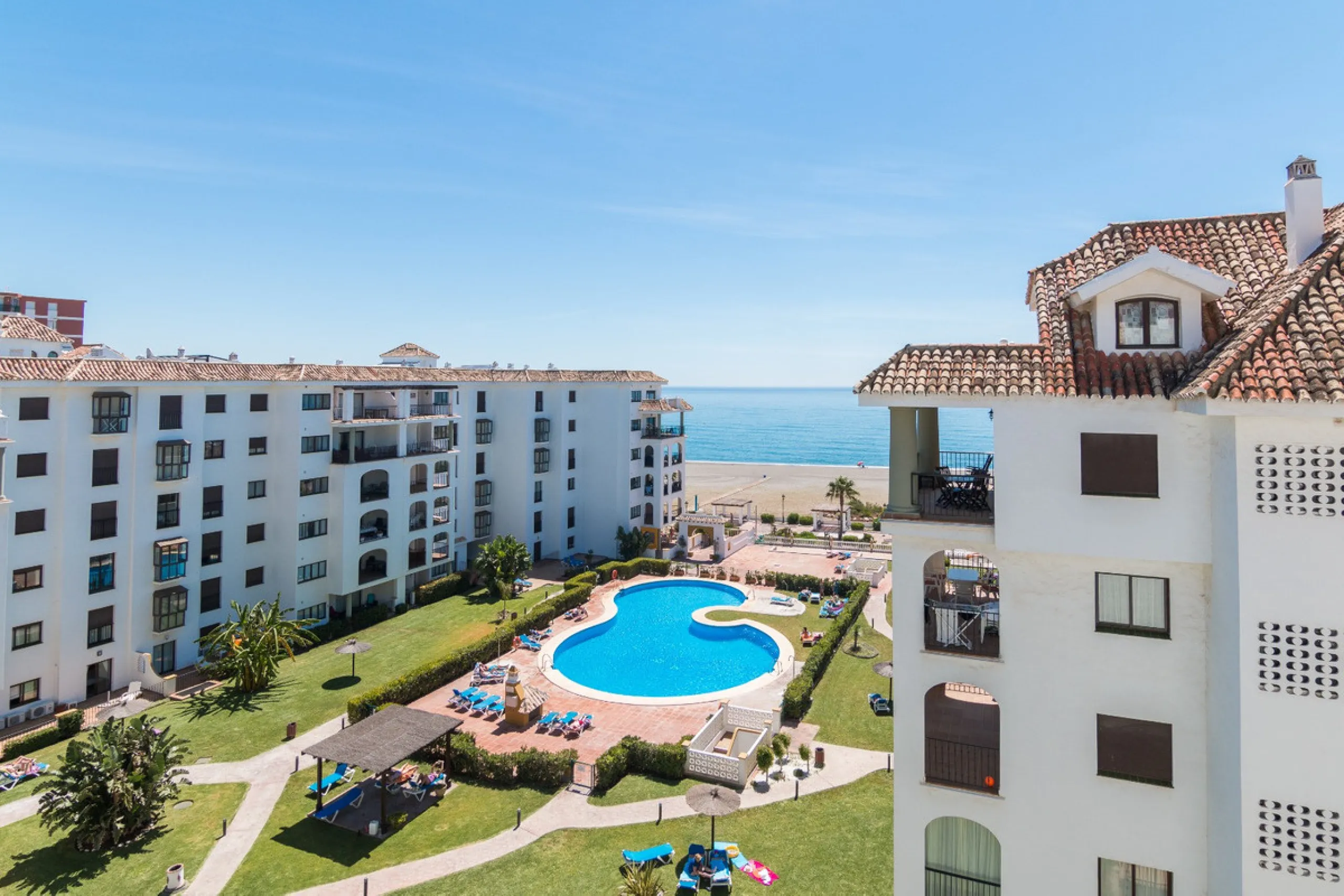 This exceptional two-bedroom, two-bathroom apartment is perfectly positioned on the front line of the beach in the sought-after area of Puerto La Duquesa, Manilva, Malaga. Offering a harmonious blend of comfort, style, and convenience, the property stands