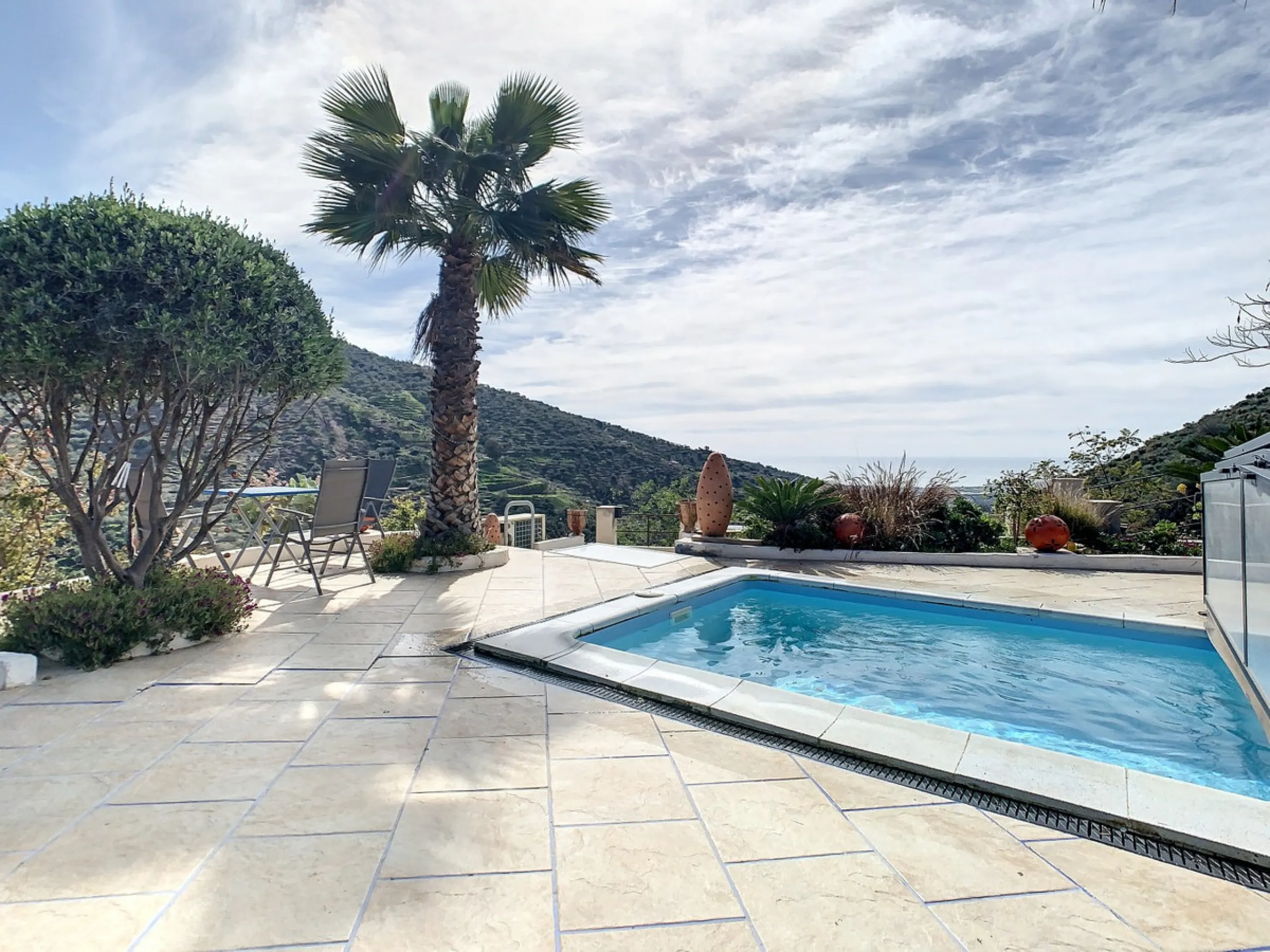 You are looking for a large villa with a heated swimming pool, neatly hidden nearly at the top of a mountain, surrounded by nature with breath-taking views of the valley up to the sea and the village of Arenas? This might just be what you are looking for.