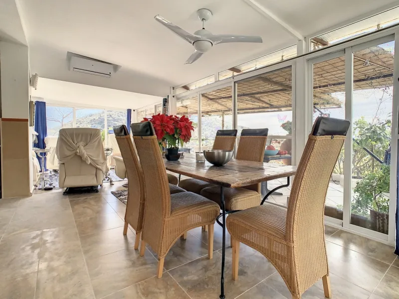 You are looking for a large villa with a heated swimming pool, neatly hidden nearly at the top of a mountain, surrounded by nature with breath-taking views of the valley up to the sea and the village of Arenas? This might just be what you are looking for.