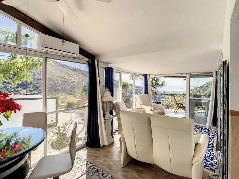 You are looking for a large villa with a heated swimming pool, neatly hidden nearly at the top of a mountain, surrounded by nature with breath-taking views of the valley up to the sea and the village of Arenas? This might just be what you are looking for.