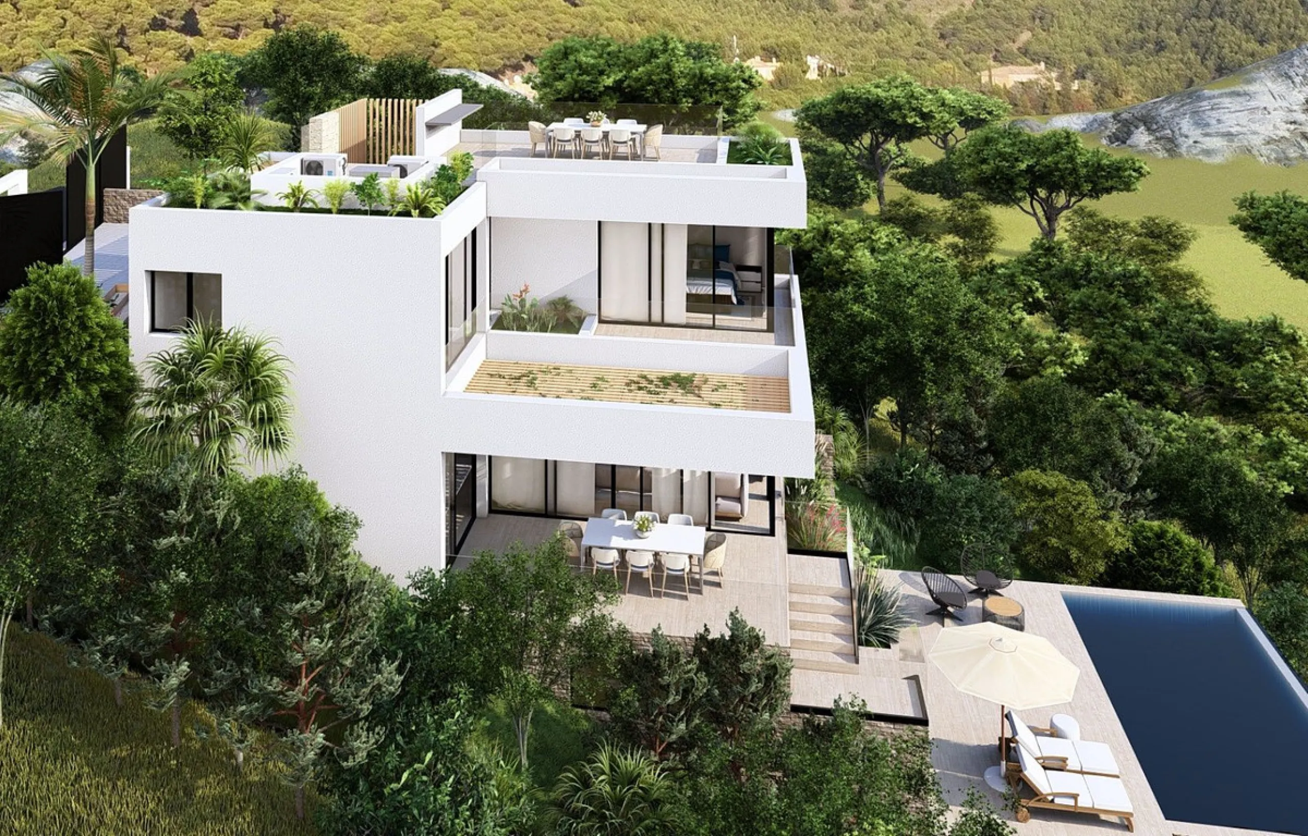 This contemporary villa offers stunning open sea views and a great location in Buenavista, just a short drive to Benalmadena, Fuengirola and the beaches. The design of the villa connects the living spaces with the terraces, creating wonderful indoor-outdo