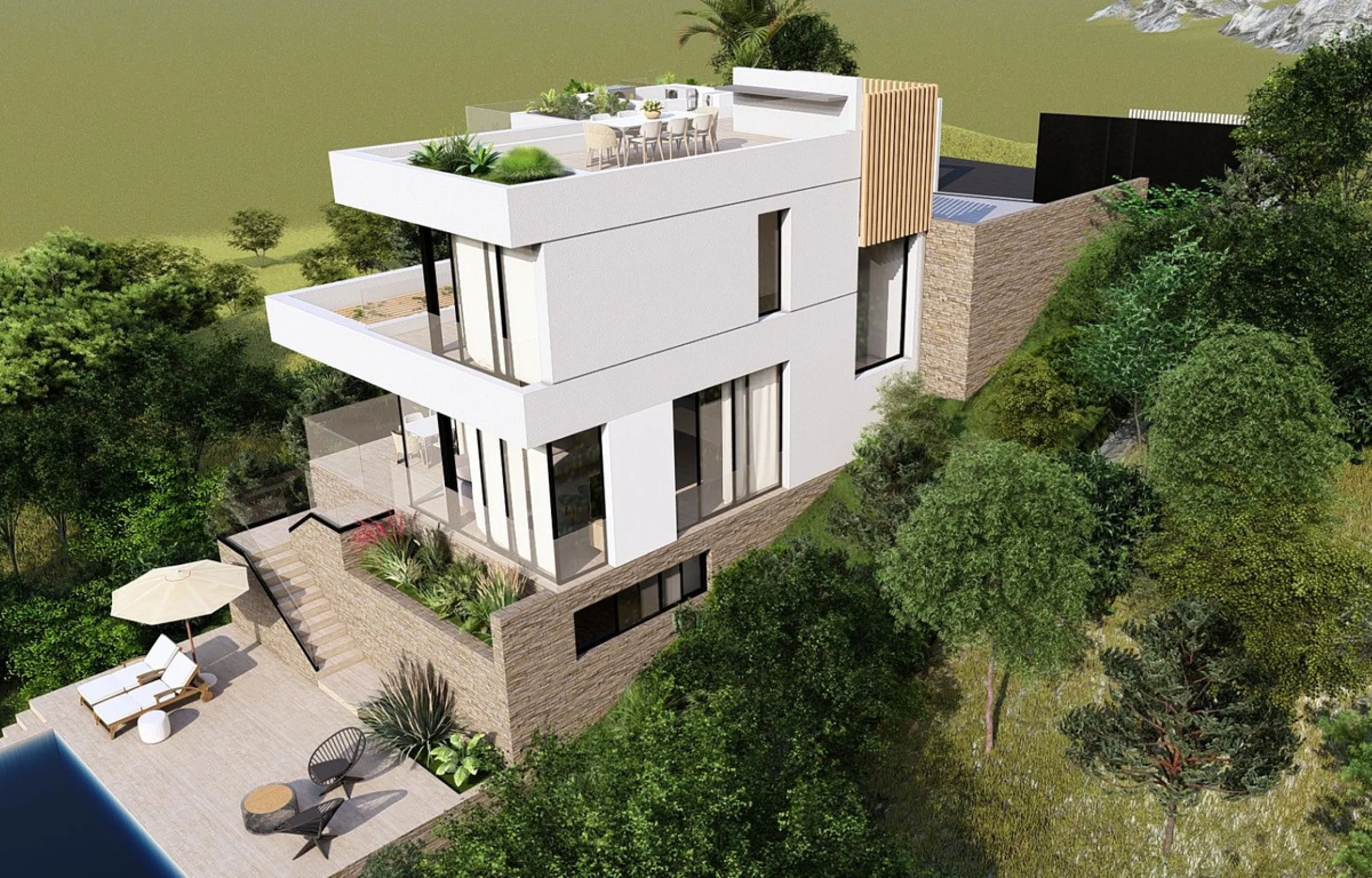 This contemporary villa offers stunning open sea views and a great location in Buenavista, just a short drive to Benalmadena, Fuengirola and the beaches. The design of the villa connects the living spaces with the terraces, creating wonderful indoor-outdo