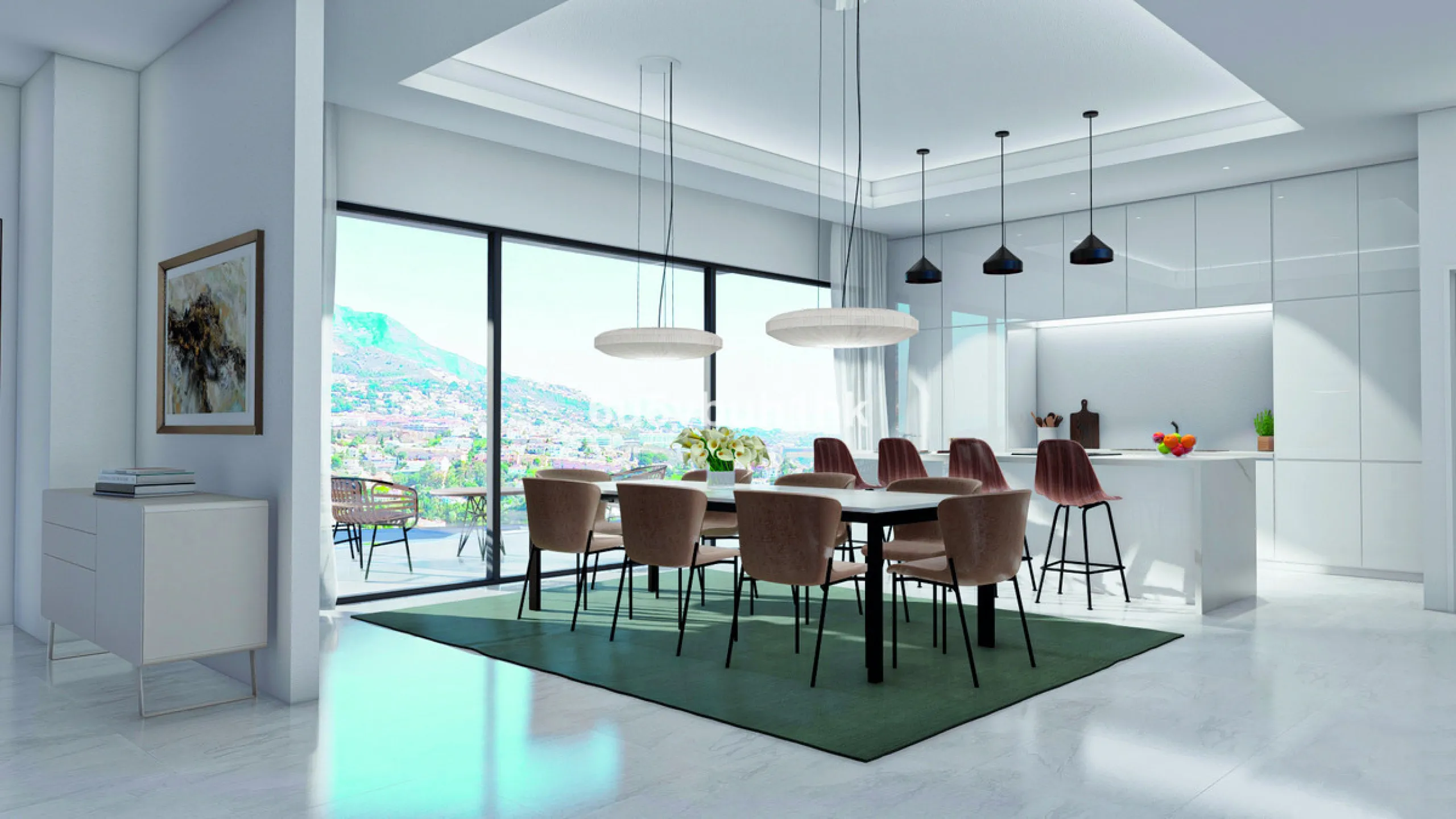 This unique and high-quality concept is located in Torreblanca, in the best location in Fuengirola, and offers a magnificent panoramic view of the Mediterranean Sea and the skyline of Fuengirola. The villa in this exclusive new development is divided into