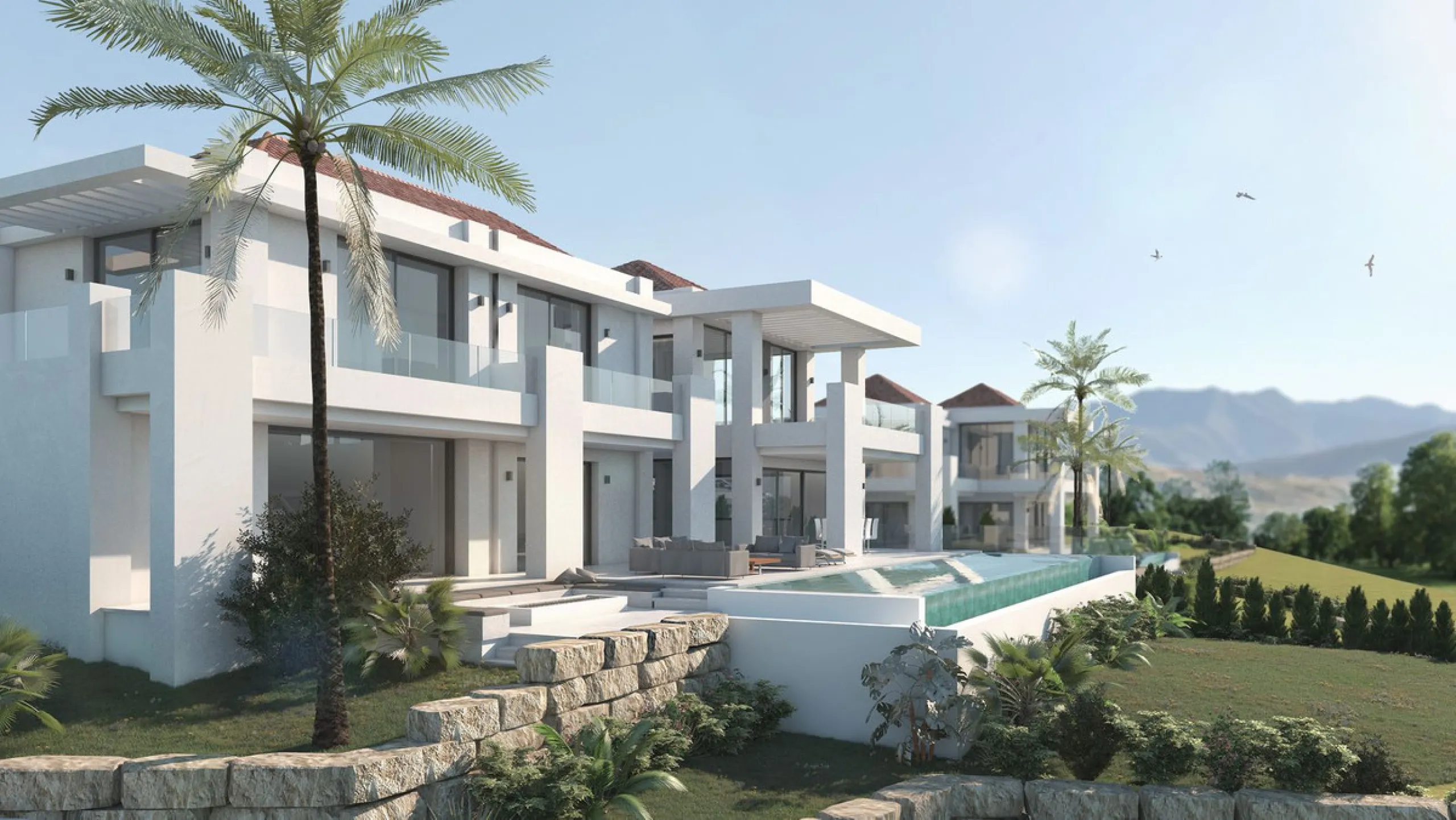 Plot for sale with a modern contemporary style villa project with Andalucian influence, located in a unique and privileged prime south facing location fronting on the the 1st tee of Los Olivos in Mijas Golf, a step away to the La Zambra Hotel, of the unbo