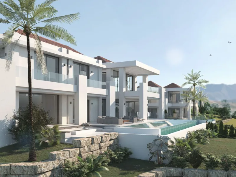 Plot for sale with a modern contemporary style villa project with Andalucian influence, located in a unique and privileged prime south facing location fronting on the the 1st tee of Los Olivos in Mijas Golf, a step away to the La Zambra Hotel, of the unbo