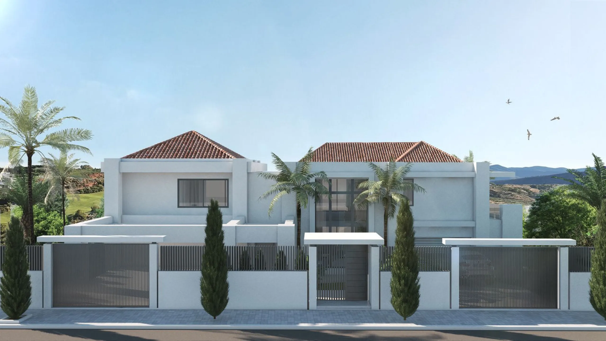 Plot for sale with a modern contemporary style villa project with Andalucian influence, located in a unique and privileged prime south facing location fronting on the the 1st tee of Los Olivos in Mijas Golf, a step away to the La Zambra Hotel, of the unbo