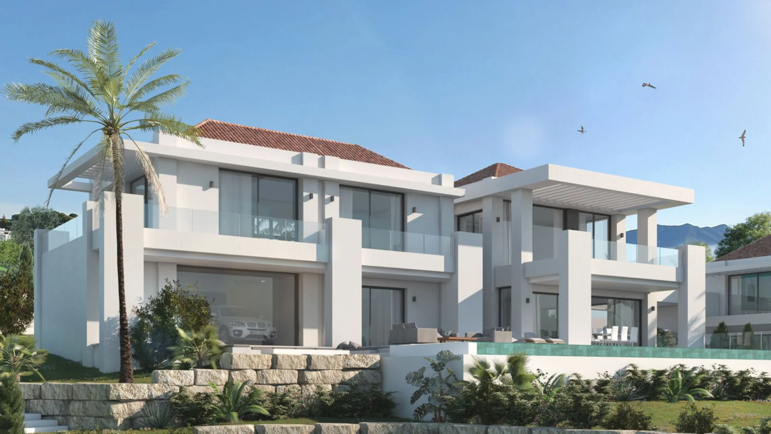 Plot for sale with a modern contemporary style villa project with Andalucian influence, located in a unique and privileged prime south facing location fronting on the the 1st tee of Los Olivos in Mijas Golf, a step away to the La Zambra Hotel, of the unbo
