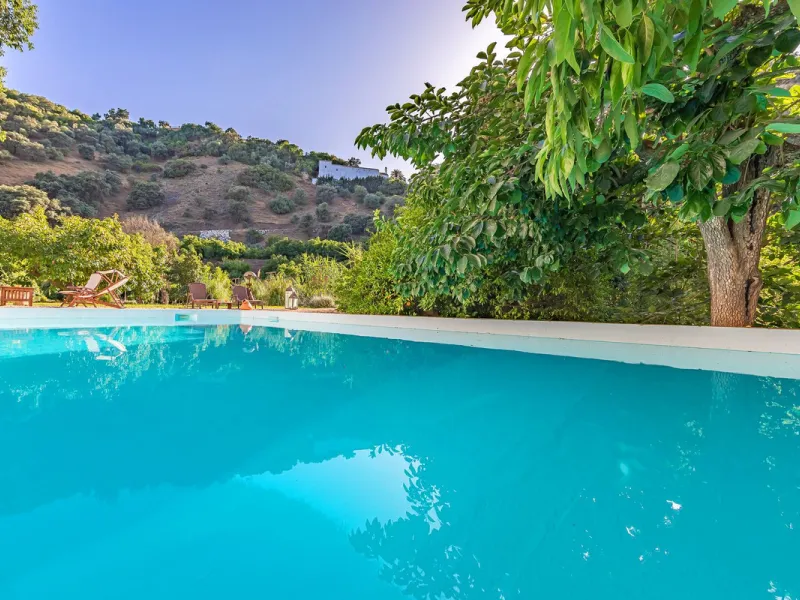Magnificent dream house in an old mill from the 16th century, in an idyllic setting by the river, with beautiful landscapes with fruit trees in a natural environment, and a private pool, built on a 15,600 m2 plot just 20 minutes from Marbella. The propert