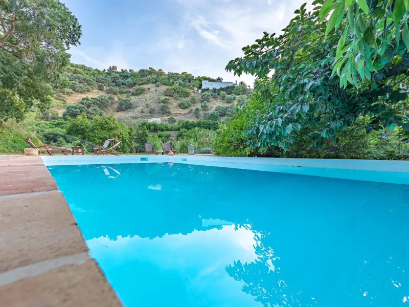 Magnificent dream house in an old mill from the 16th century, in an idyllic setting by the river, with beautiful landscapes with fruit trees in a natural environment, and a private pool, built on a 15,600 m2 plot just 20 minutes from Marbella. The propert