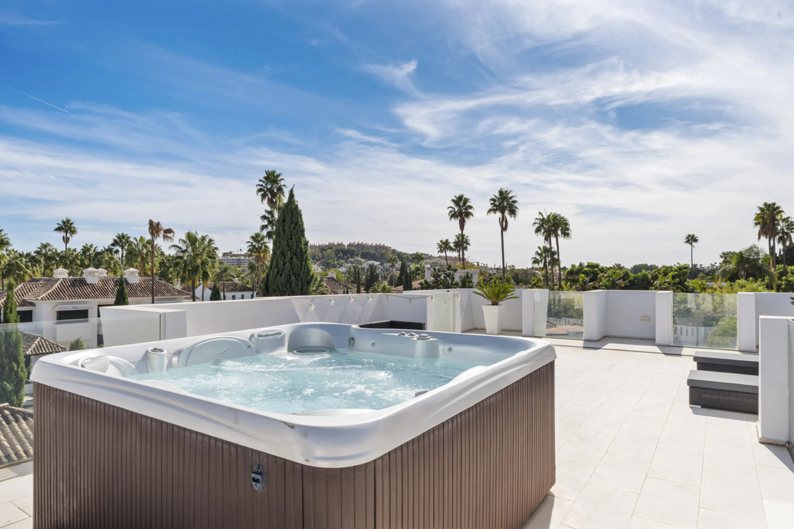 Nestled in the prestigious enclave of La Cerquilla, Villa La Cerquilla is a sanctuary of contemporary luxury surrounded by the beauty of Marbella's Golf Valley. Behind its private gates, the residence opens onto five generous double bedrooms, including a 