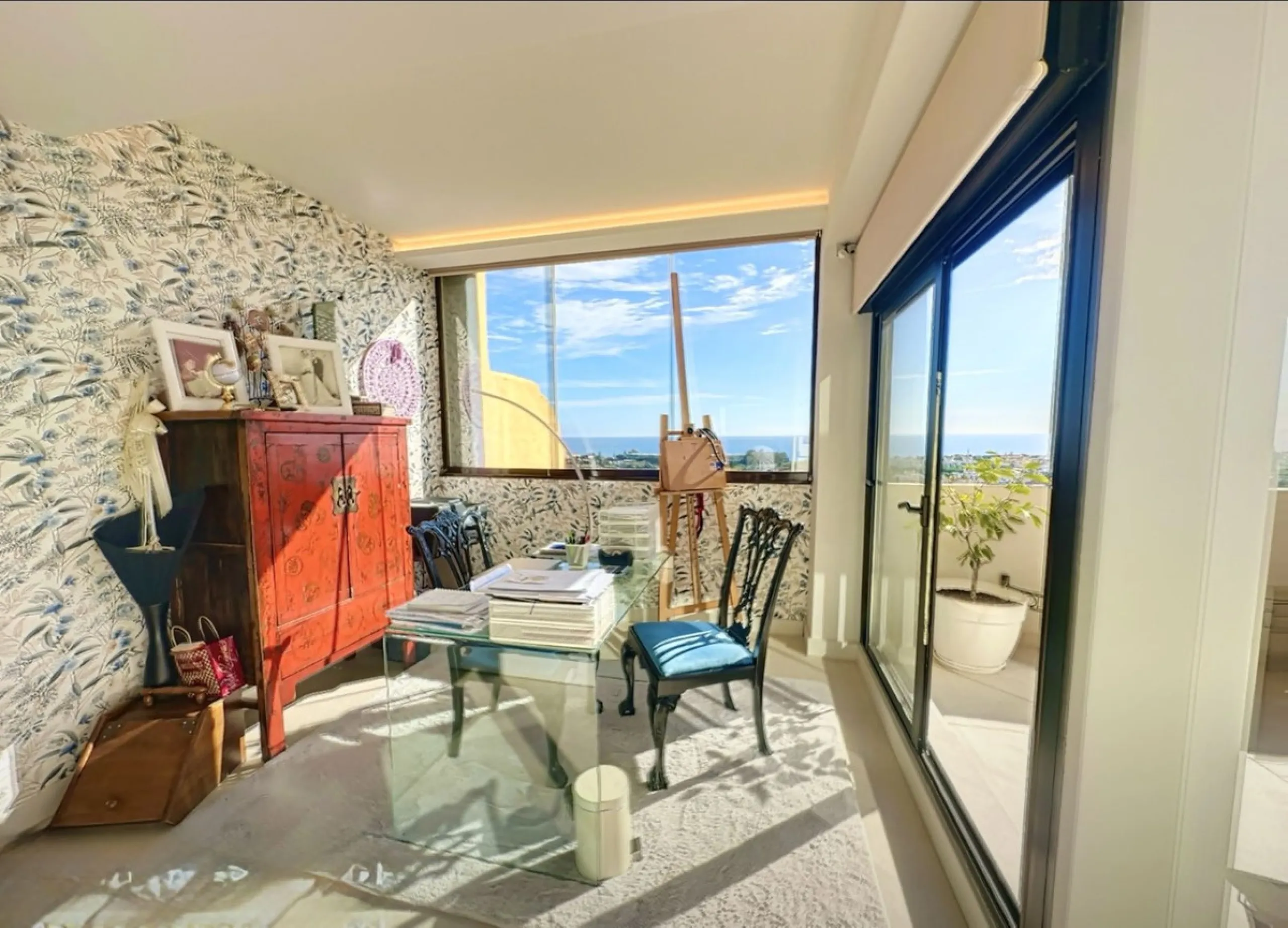 This exceptional triplex penthouse stands out as one of the most unique and meticulously designed properties in the Selwo area of Estepona. Its current owners, **renowned interior designers**, carried out a complete **bespoke, full-scale renovation**, ori