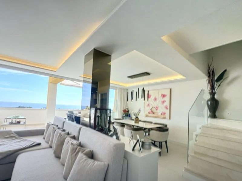 This exceptional triplex penthouse stands out as one of the most unique and meticulously designed properties in the Selwo area of Estepona. Its current owners, **renowned interior designers**, carried out a complete **bespoke, full-scale renovation**, ori