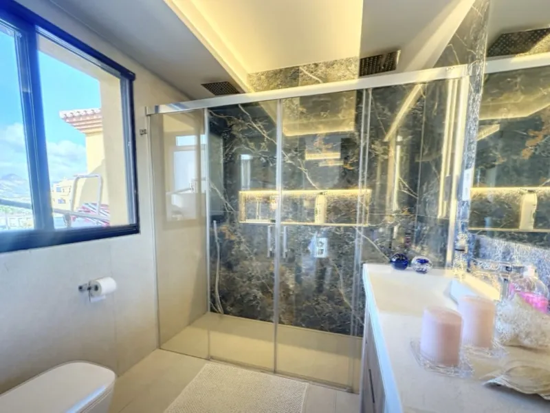 This exceptional triplex penthouse stands out as one of the most unique and meticulously designed properties in the Selwo area of Estepona. Its current owners, **renowned interior designers**, carried out a complete **bespoke, full-scale renovation**, ori