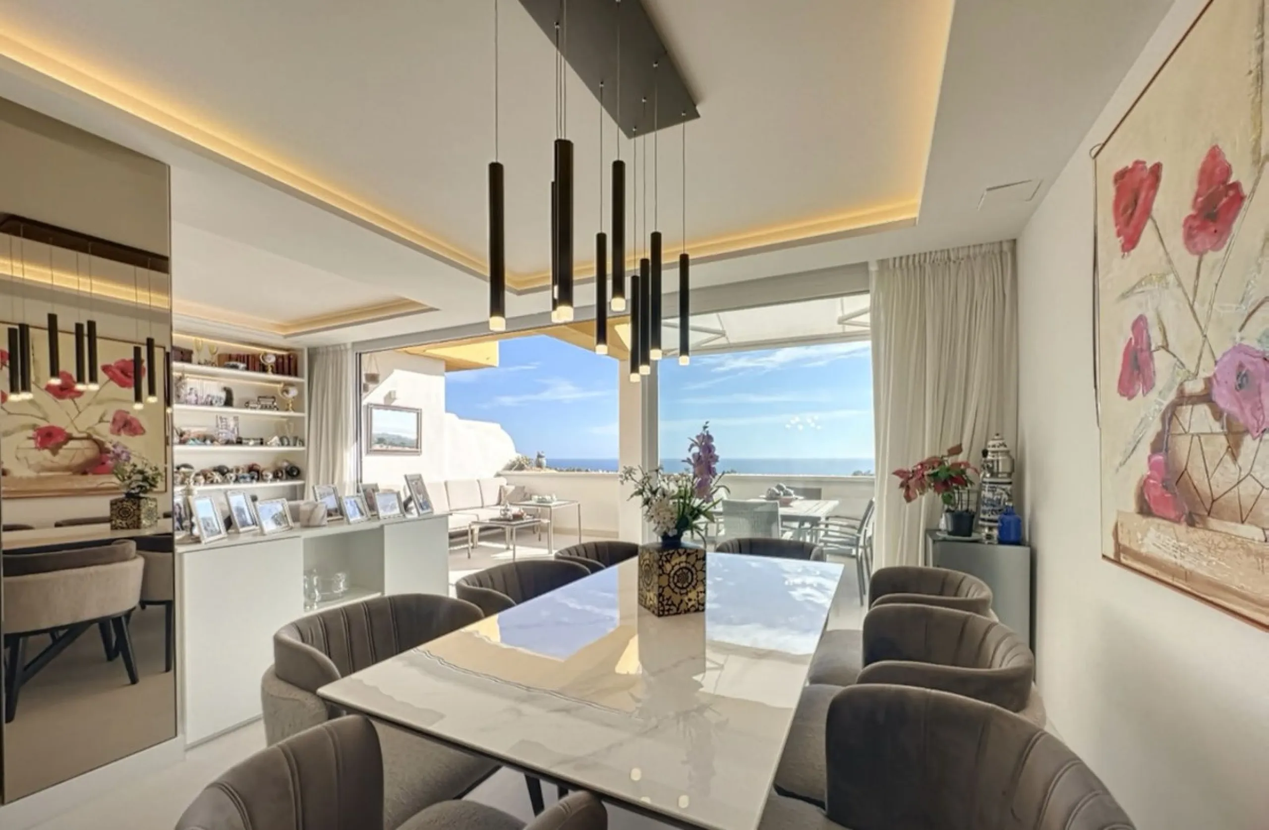 This exceptional triplex penthouse stands out as one of the most unique and meticulously designed properties in the Selwo area of Estepona. Its current owners, **renowned interior designers**, carried out a complete **bespoke, full-scale renovation**, ori