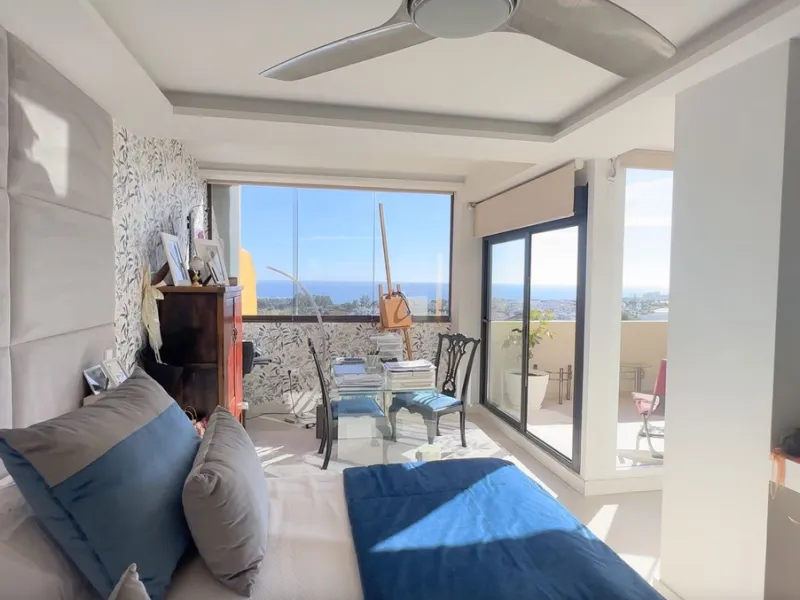 This exceptional triplex penthouse stands out as one of the most unique and meticulously designed properties in the Selwo area of Estepona. Its current owners, **renowned interior designers**, carried out a complete **bespoke, full-scale renovation**, ori