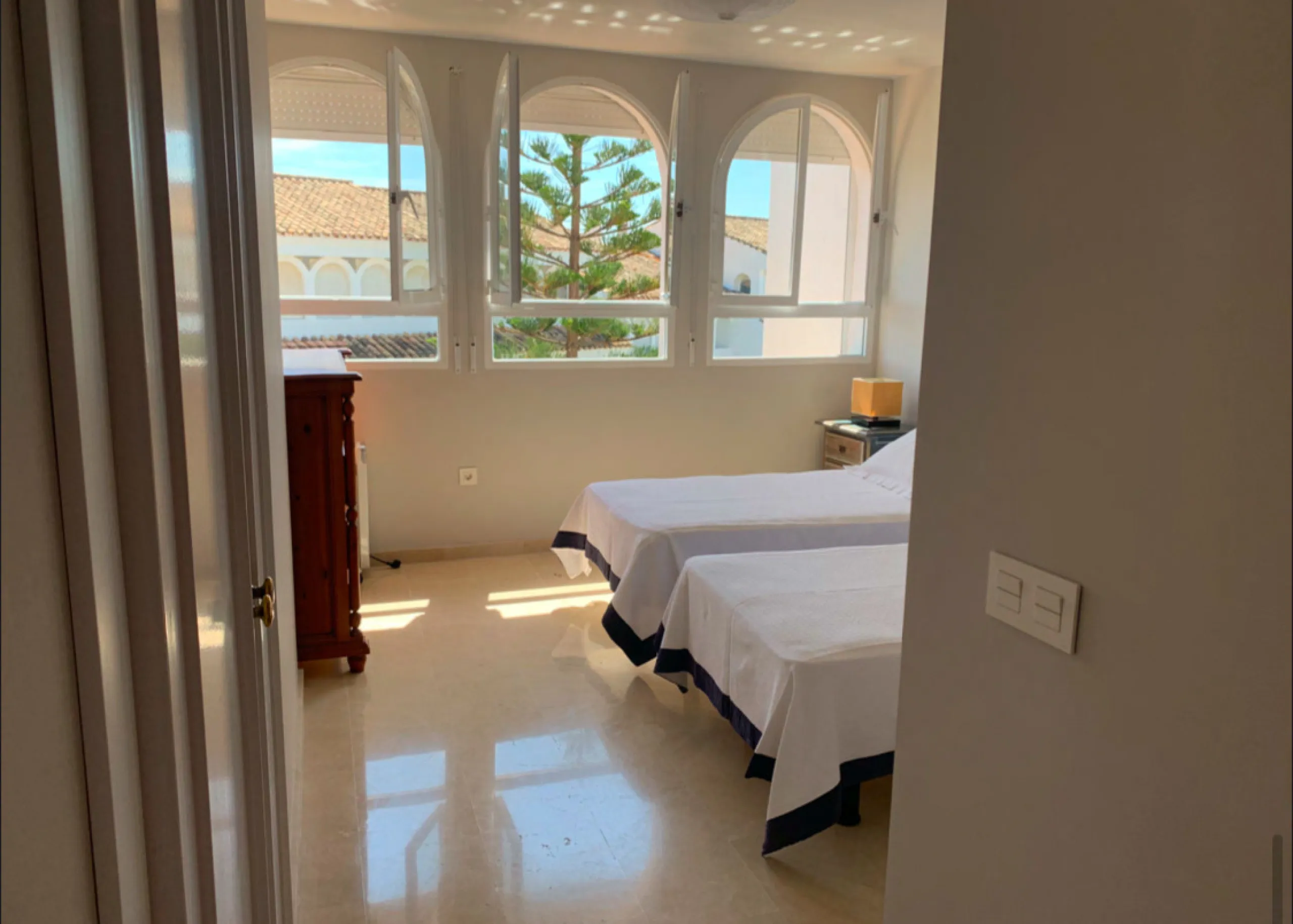 This exceptional four-bedroom apartment is situated in the highly sought-after area of Marbesa, Marbella East, Malaga. Located on the front line of the beach, the property offers direct access to the golden sands and the Mediterranean Sea, making it an id