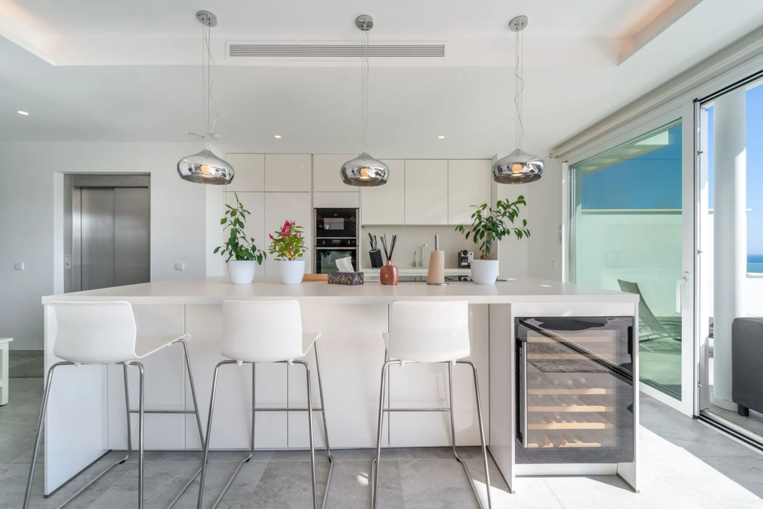 Welcome to this stunning penthouse apartment offering breathtaking panoramic sea views. Upon entering the property, either via the front door or personal lift, you will be immediately captivated by the magnificent panoramic sea views. The spacious living 