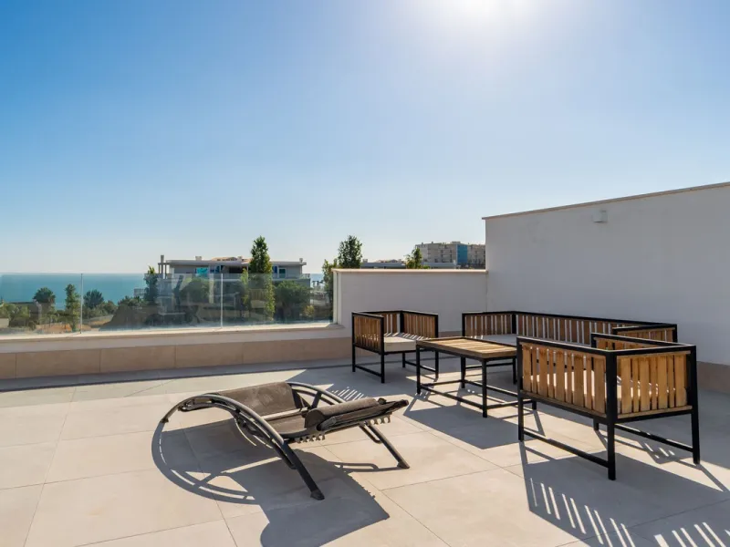 Welcome to this stunning penthouse apartment offering breathtaking panoramic sea views. Upon entering the property, either via the front door or personal lift, you will be immediately captivated by the magnificent panoramic sea views. The spacious living 