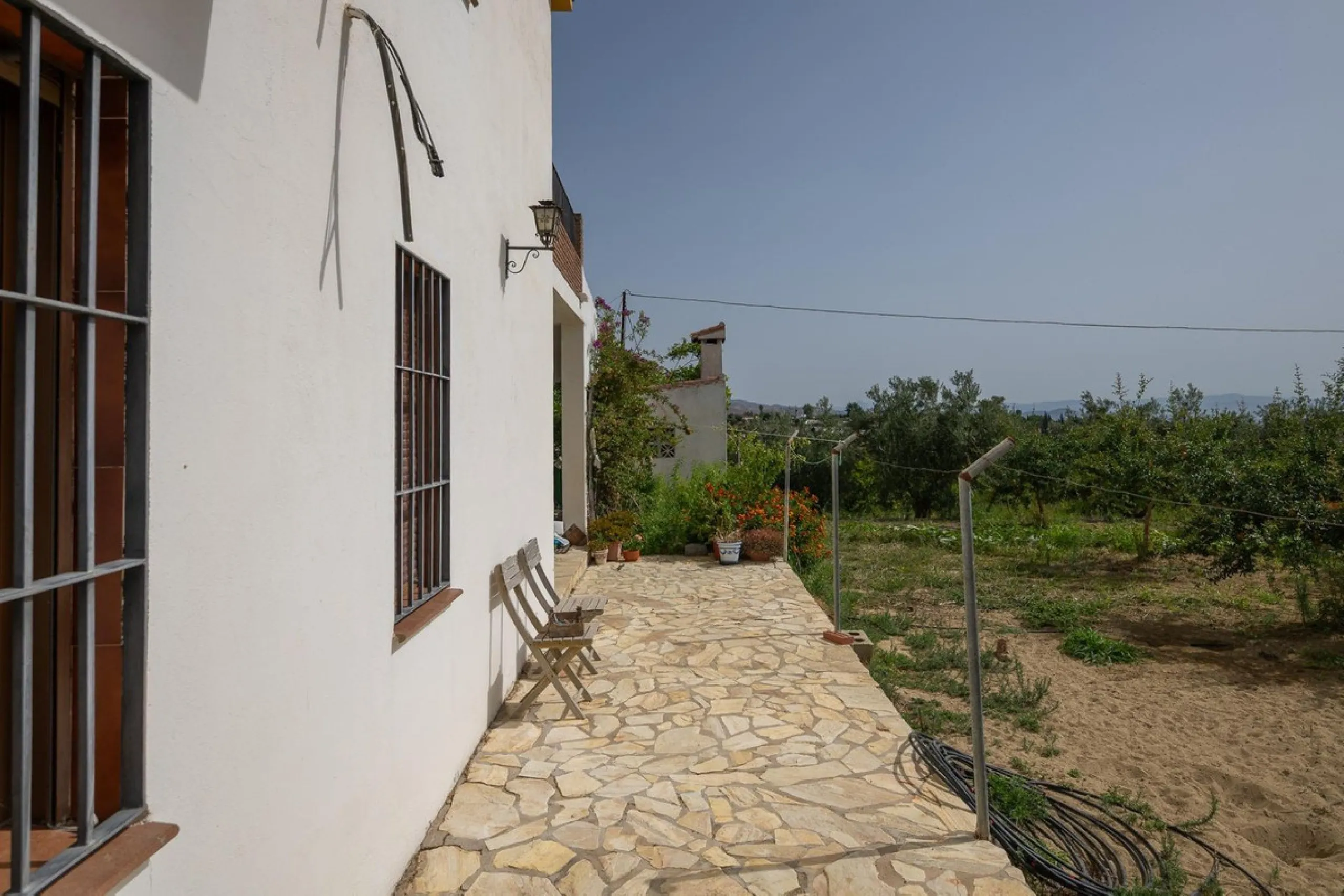 Wonderful finca with almost 50,000 m2 of land, totally fenced, with 5 different entrances, water from its own well plus irrigation water from the canal such us two algibes/ water deposits. T he land is divided into several terraces and planted mainly with