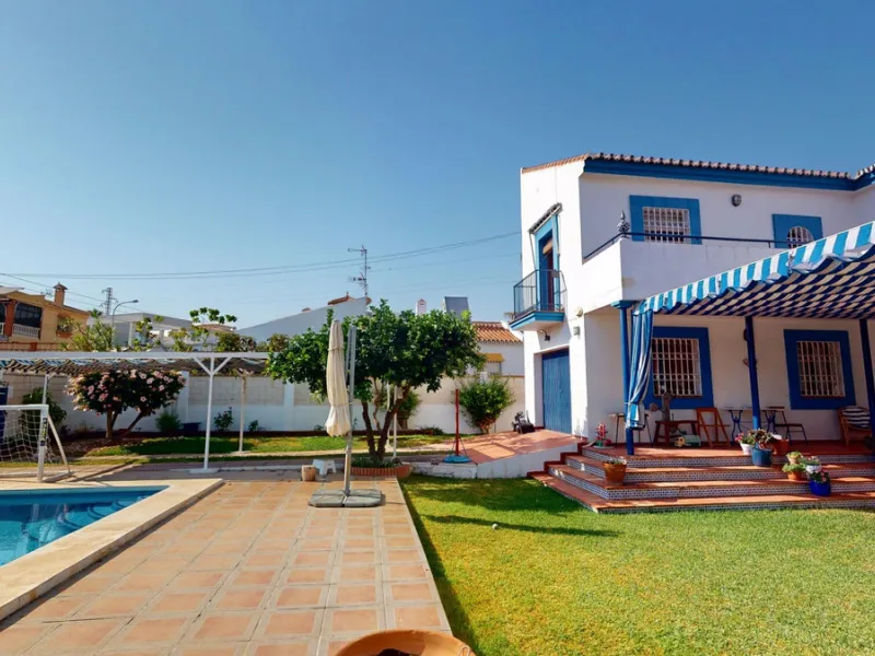 This beautiful Spanish villa spans two floors and features three bedrooms, including an impressive primary suite, and two bathrooms, blending traditional Andalusian charm with modern comfort. The Mediterranean-inspired design is reflected in the terracott