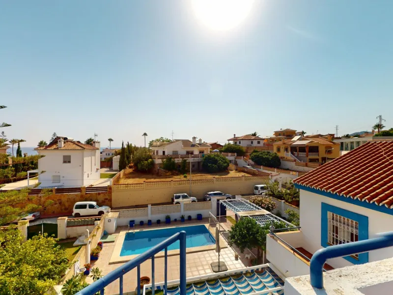 This beautiful Spanish villa spans two floors and features three bedrooms, including an impressive primary suite, and two bathrooms, blending traditional Andalusian charm with modern comfort. The Mediterranean-inspired design is reflected in the terracott