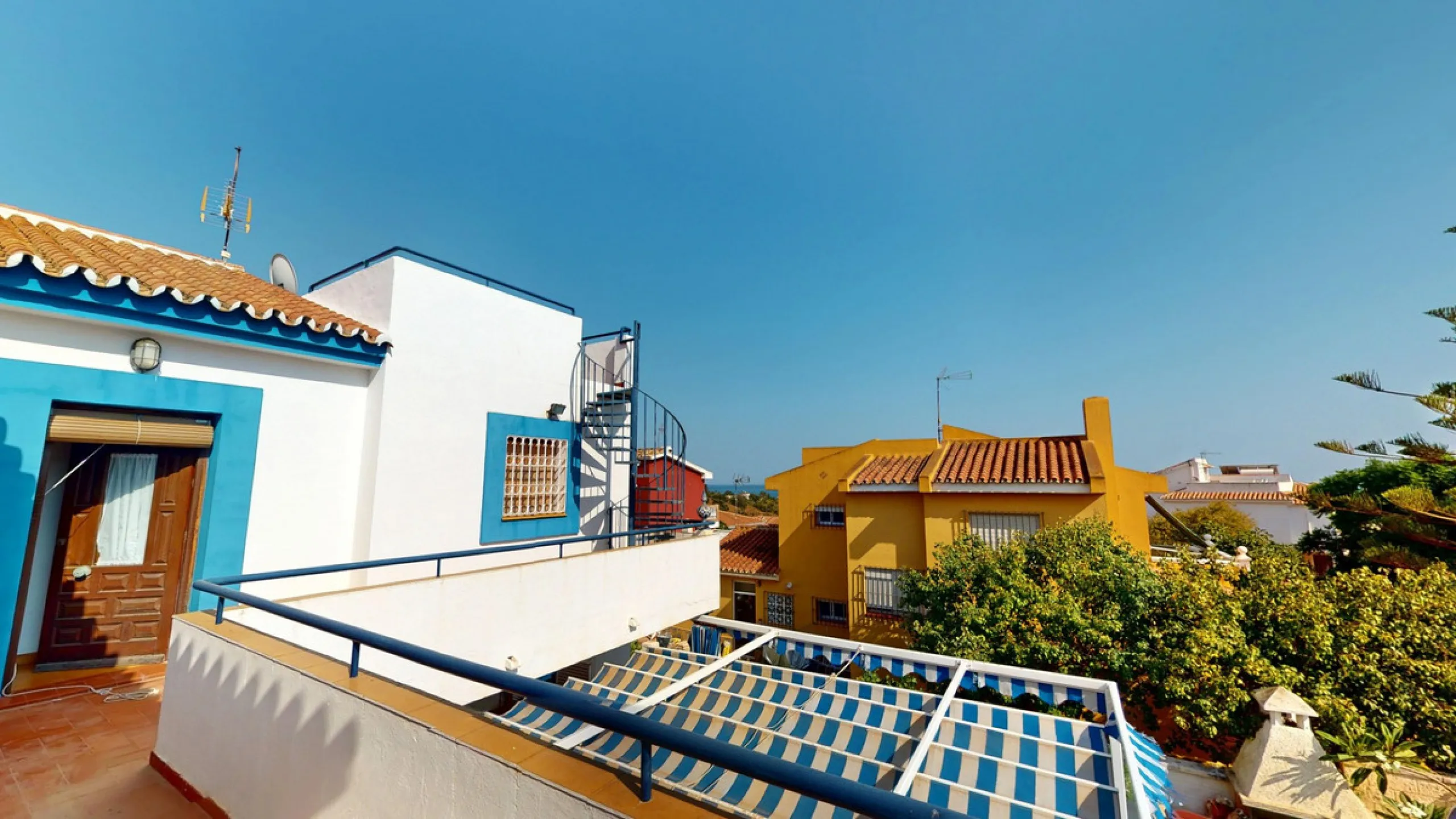 This beautiful Spanish villa spans two floors and features three bedrooms, including an impressive primary suite, and two bathrooms, blending traditional Andalusian charm with modern comfort. The Mediterranean-inspired design is reflected in the terracott