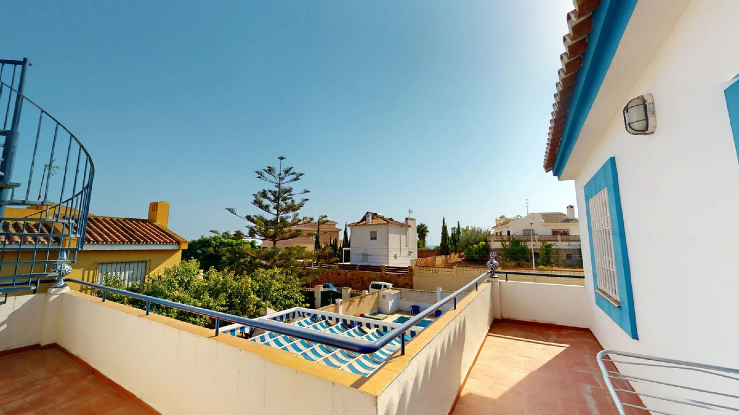 This beautiful Spanish villa spans two floors and features three bedrooms, including an impressive primary suite, and two bathrooms, blending traditional Andalusian charm with modern comfort. The Mediterranean-inspired design is reflected in the terracott