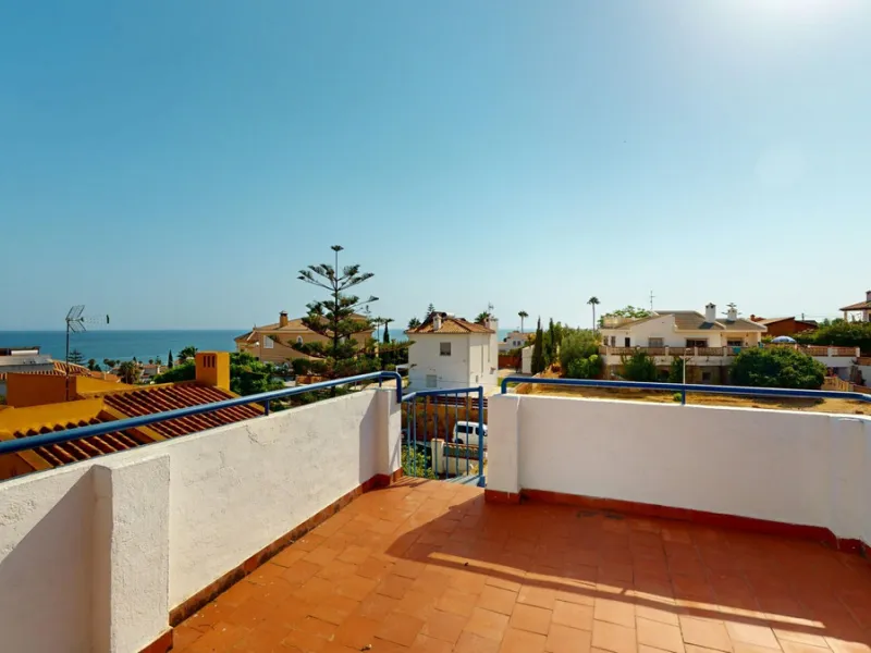 This beautiful Spanish villa spans two floors and features three bedrooms, including an impressive primary suite, and two bathrooms, blending traditional Andalusian charm with modern comfort. The Mediterranean-inspired design is reflected in the terracott