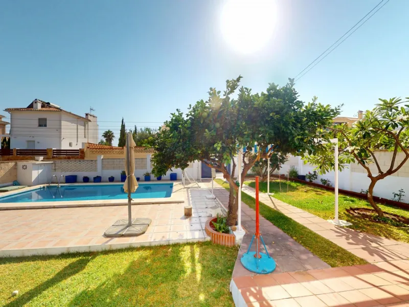This beautiful Spanish villa spans two floors and features three bedrooms, including an impressive primary suite, and two bathrooms, blending traditional Andalusian charm with modern comfort. The Mediterranean-inspired design is reflected in the terracott