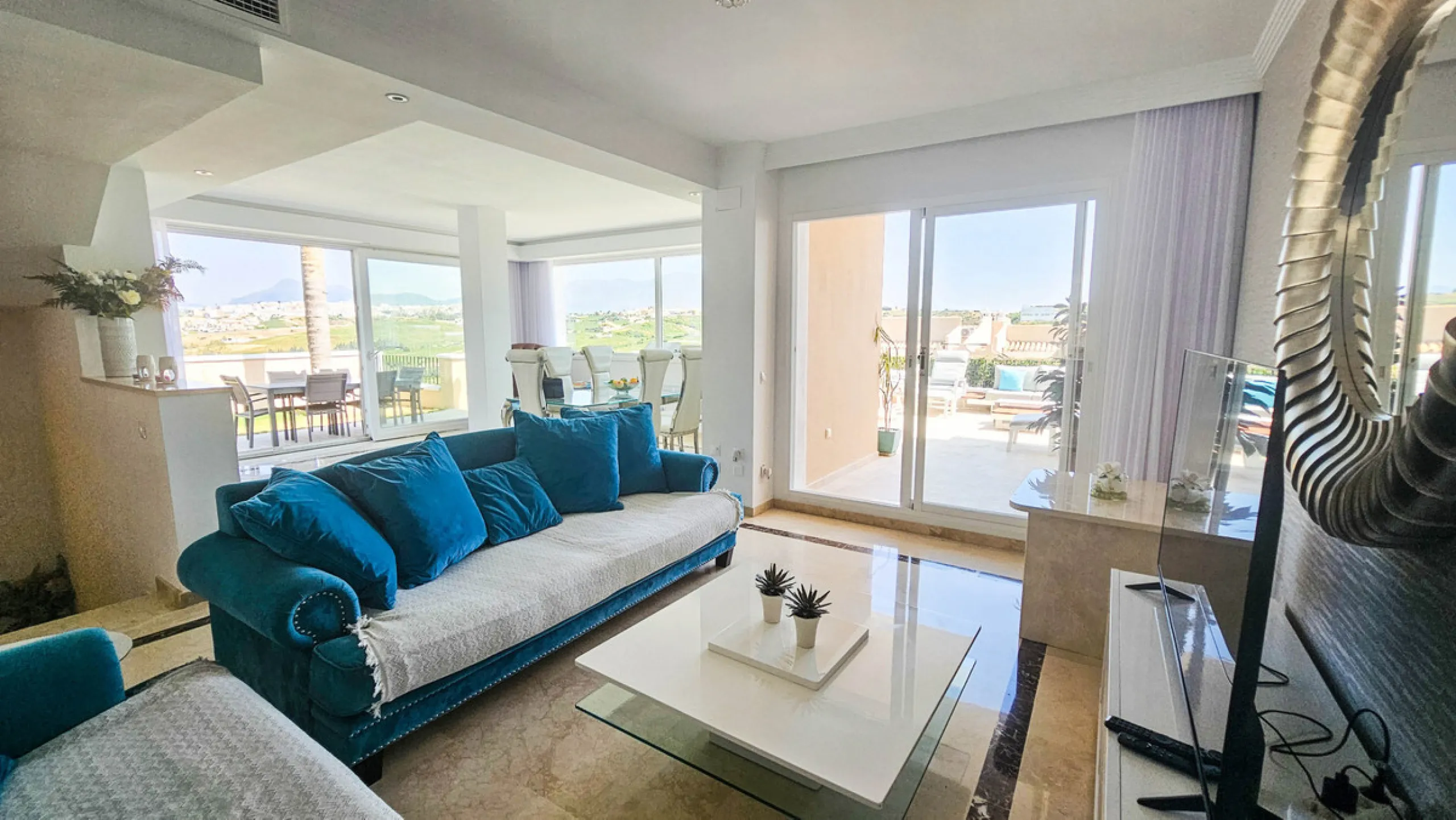 Experience luxury in this refurbished and modified semi-detached home featuring 4 bedrooms, 4 bathrooms, multiple terraces, and breathtaking panoramic views. Enjoy a private garden, private pool, and roof terrace with jacuzzi—all in a tranquil, private lo