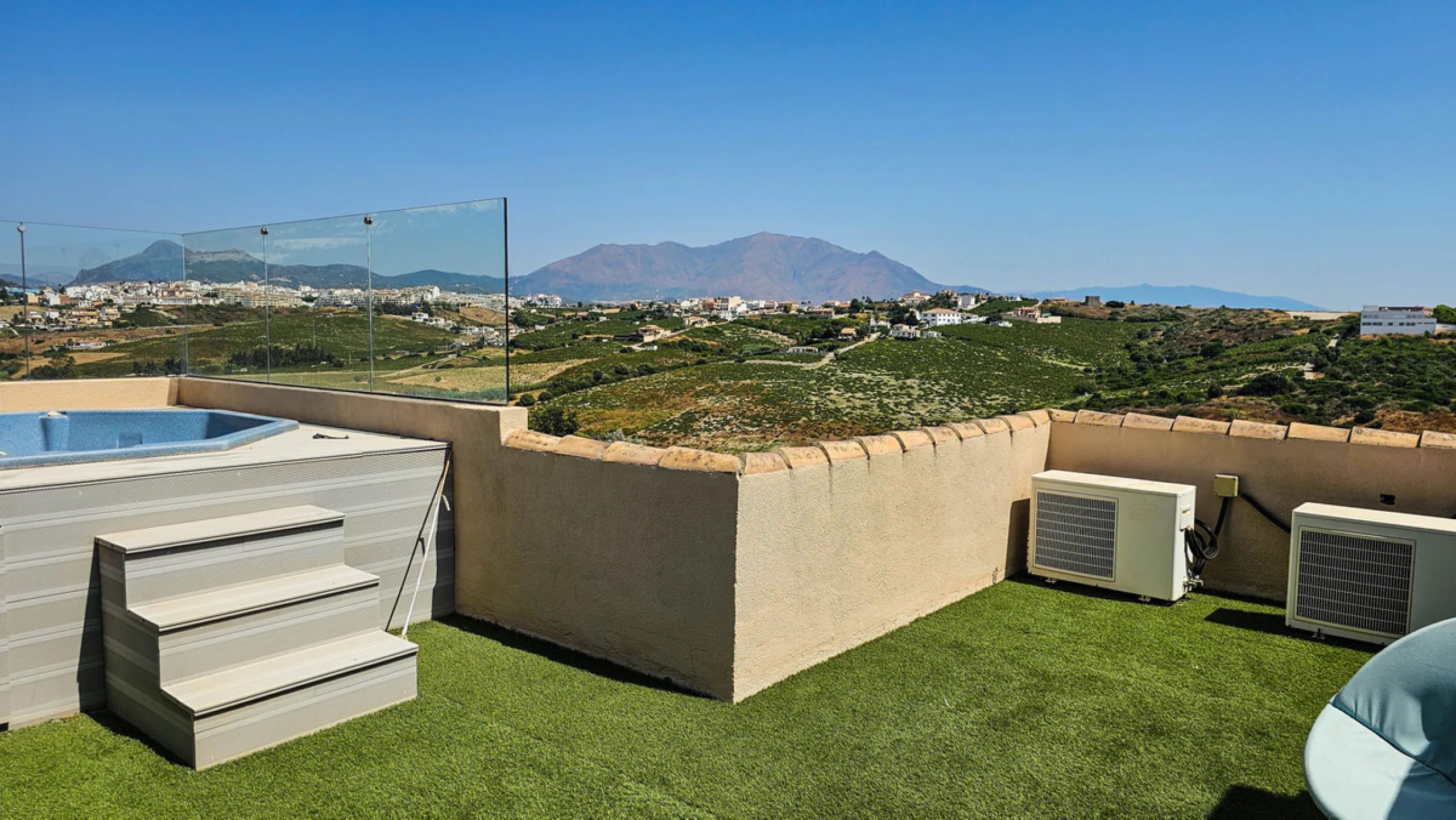 Experience luxury in this refurbished and modified semi-detached home featuring 4 bedrooms, 4 bathrooms, multiple terraces, and breathtaking panoramic views. Enjoy a private garden, private pool, and roof terrace with jacuzzi—all in a tranquil, private lo