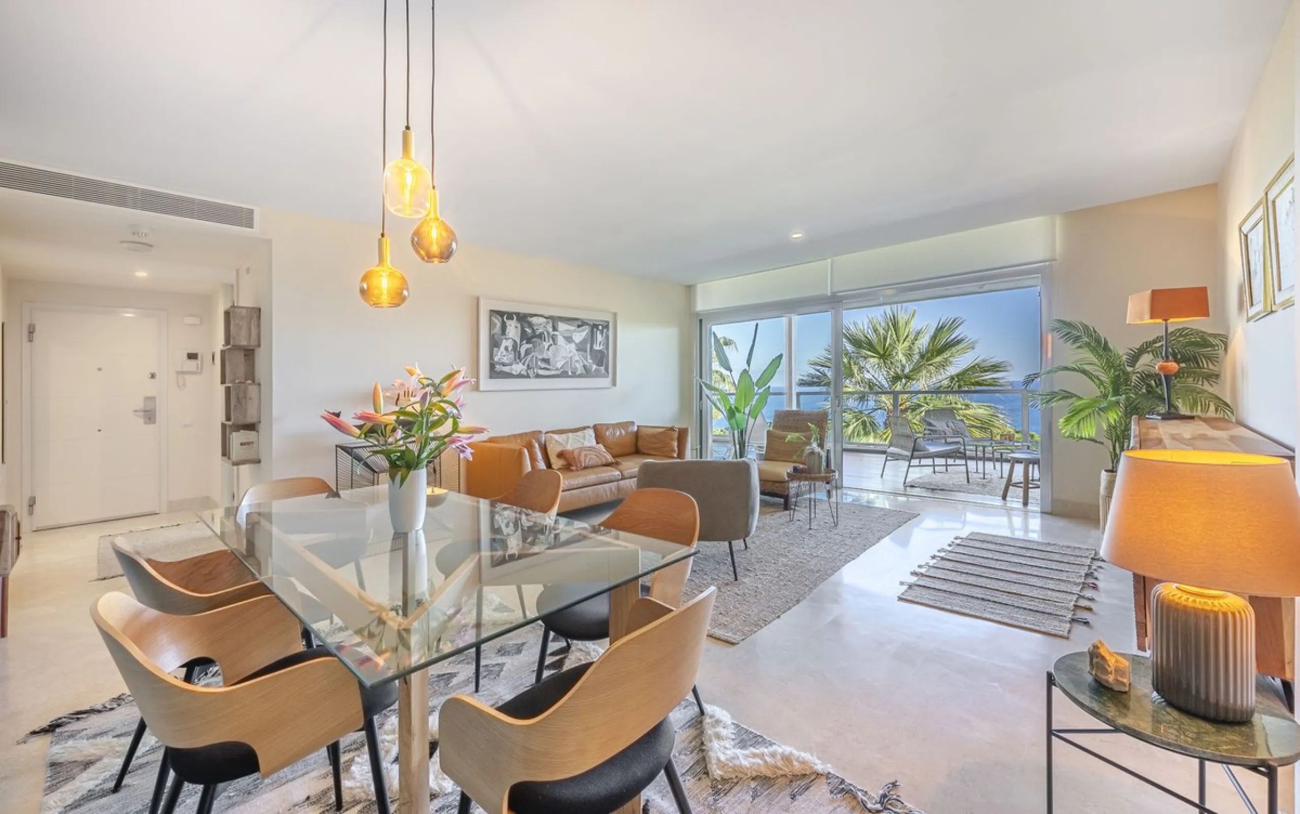 This 3-bedroom, 3-bathroom apartment boasts a stunning 30m² terrace with panoramic sea views. The apartment is very well-maintained, fully furnished, and features underfloor heating, which is very useful during the winter months.