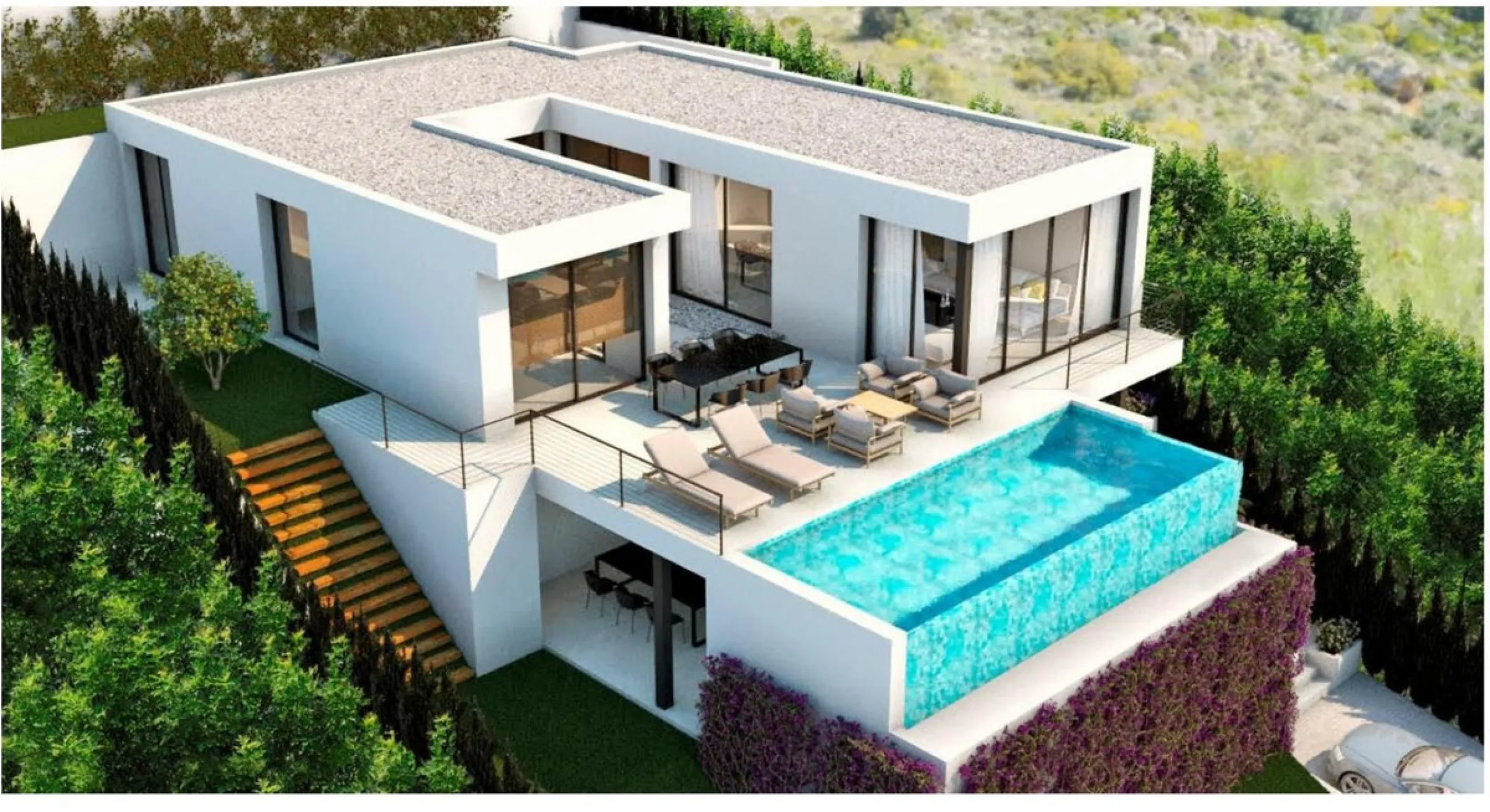 Located next to La Capellanía, just five minutes from the charming Benalmádena Pueblo and directly beneath the iconic Buddhist Stupa in Retamar, this exceptional single-level villa has been designed by one of Spain's most award-winning architects. Every l