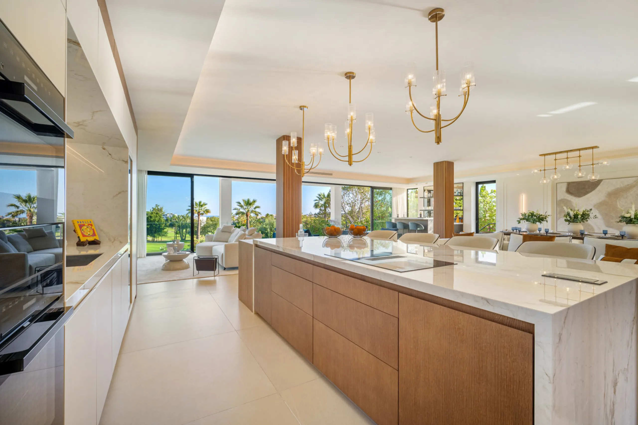 Boasting of unparalleled architecture and unrivalled construction quality, the villa offers sophisticated and contemporary living, sitting on a private plot within a secure community with breathtaking front-line panoramic views towards Los Naranjos Golf c