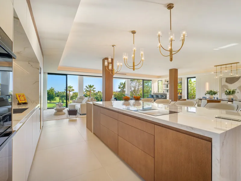 Boasting of unparalleled architecture and unrivalled construction quality, the villa offers sophisticated and contemporary living, sitting on a private plot within a secure community with breathtaking front-line panoramic views towards Los Naranjos Golf c