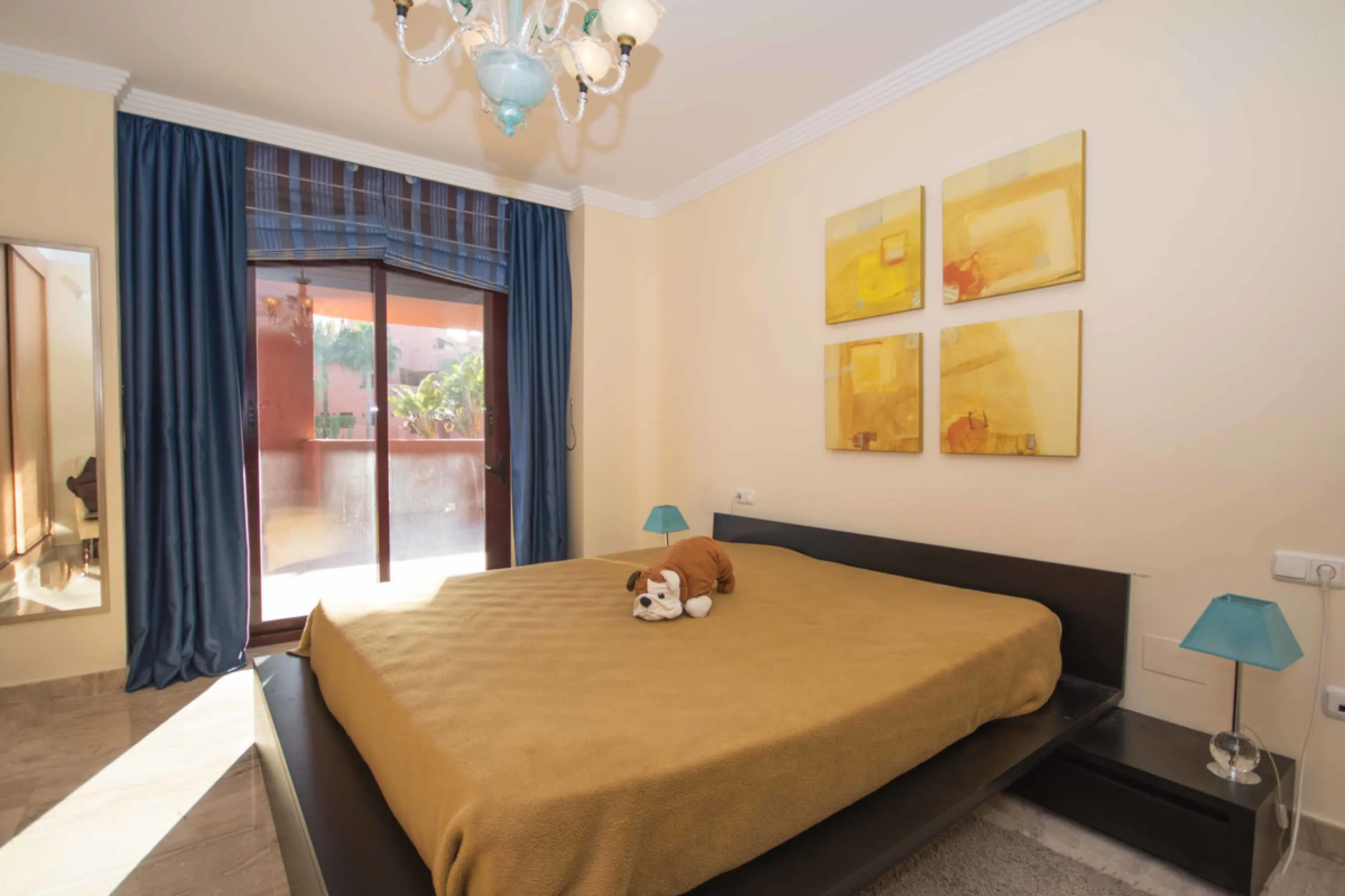 Fantastic 201m2 built,183 m2 usable ground floor south oriented apartment (elevated 2 meters above ground floor), fully furnished in a new beach side urbanization located in the heart of the "New Golden Mile", close to the 5 stars Hotels Ikos &  Las Dunas