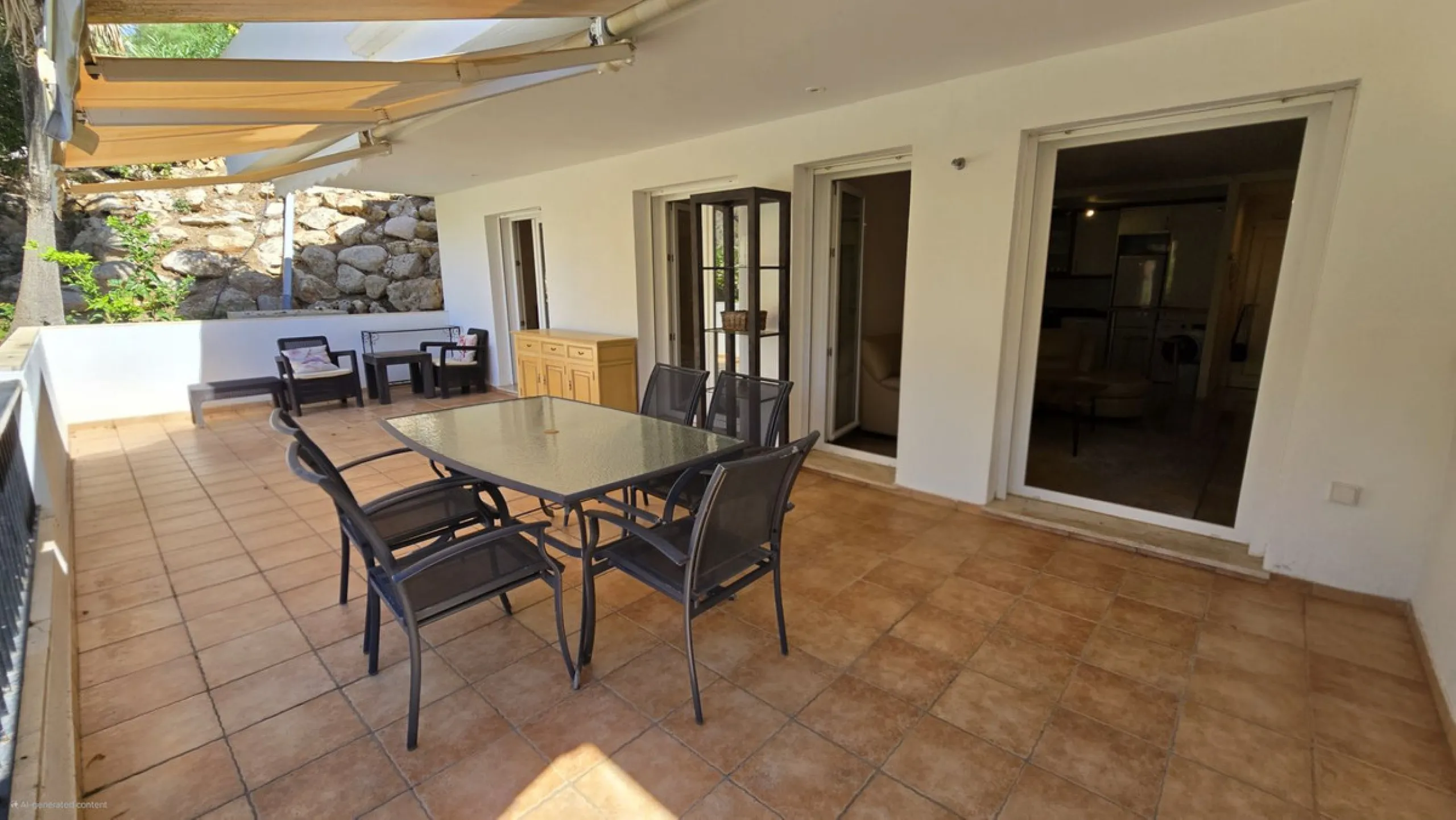 JUST REDUCED .LUXURY GROUND FLOOR GATED COMMUNITY. FRONT LINE GOLF. 2 BED 2 BATH APARTMENT MIRAFLORES. € 299,950 WITH EXISTING TOURIST LICENCE.