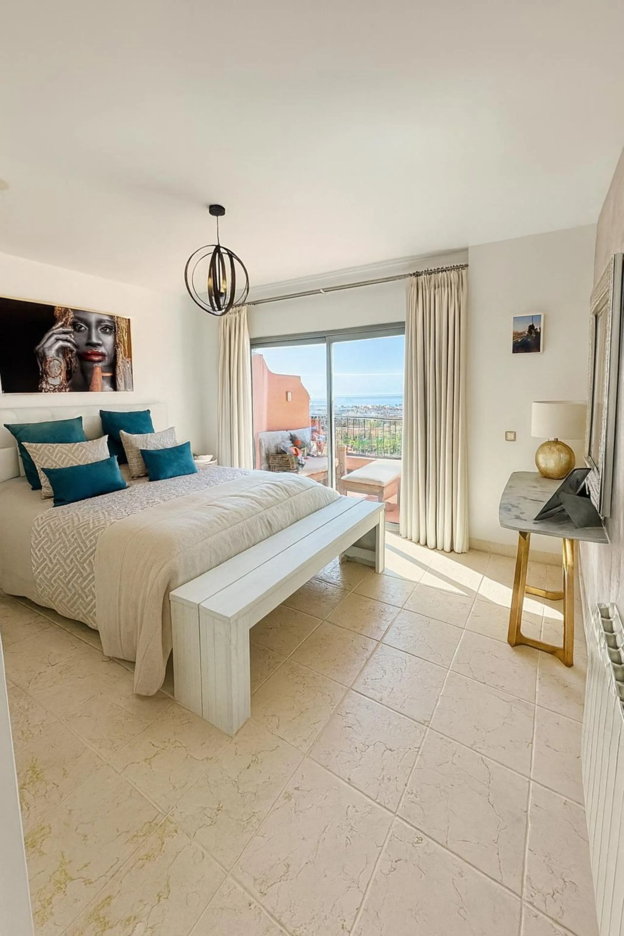 Luxury penthouse in Flamingos Resort with stunning sea and golf views, featuring an unobstructed front view thanks to its prime position within the complex.