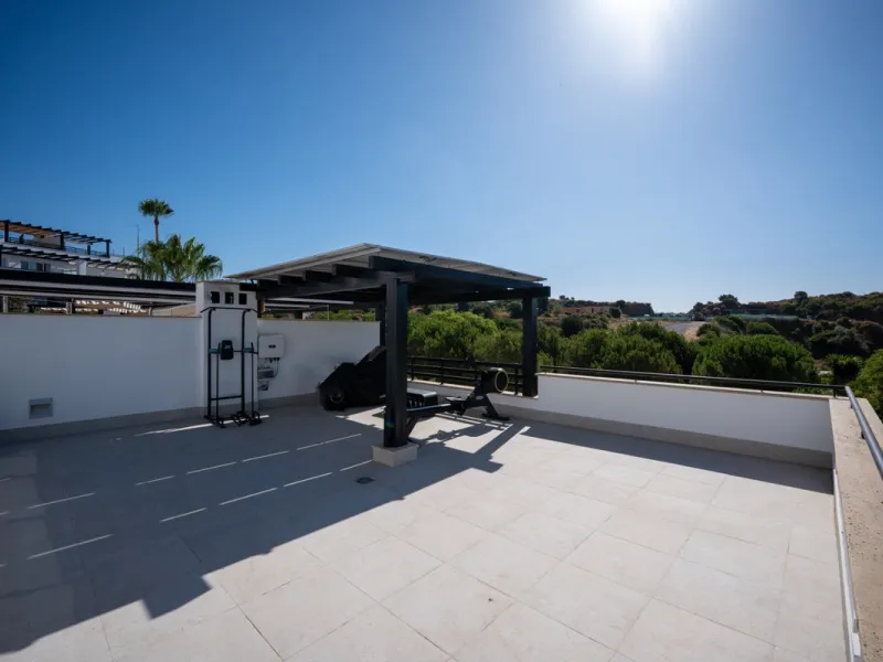 Experience effortless coastal living in Townhouse Targa, a modern Mediterranean home in the heart of Marbella East. This elegant townhouse sits in a secure gated community close to golden beaches and leading golf courses. Designed across three levels, it 