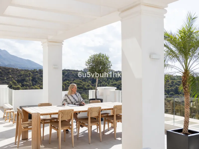 Located in the exclusive gated community of 9 Lions Residences above Puerto Banus, this corner duplex penthouse offers complete privacy, breathtaking sea views, and the feel of a private villa – without the maintenance.