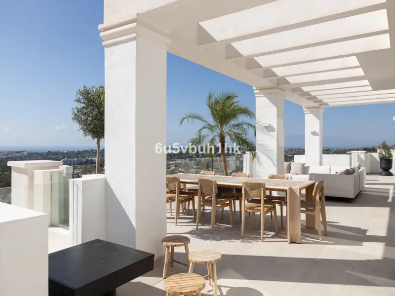Located in the exclusive gated community of 9 Lions Residences above Puerto Banus, this corner duplex penthouse offers complete privacy, breathtaking sea views, and the feel of a private villa – without the maintenance.