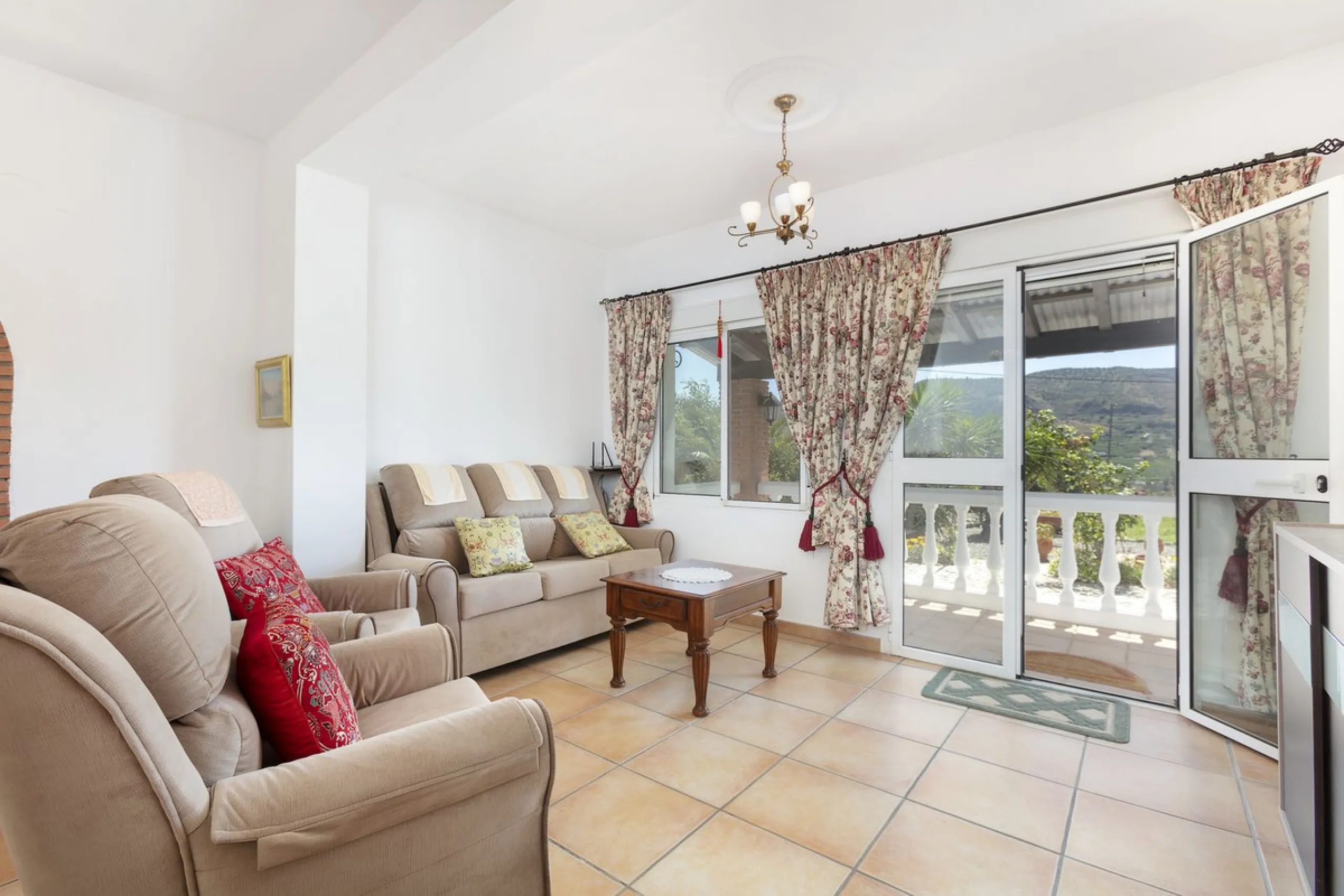 This finca set in an elevated position has impressive mountain views all around it.  The garden is split into different areas each with its own beautiful vibe. Stylish barbecue area by the pool is great for relaxing and welcoming guests.  Main house has t
