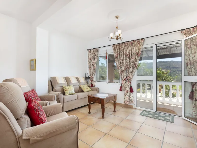 This finca set in an elevated position has impressive mountain views all around it.  The garden is split into different areas each with its own beautiful vibe. Stylish barbecue area by the pool is great for relaxing and welcoming guests.  Main house has t