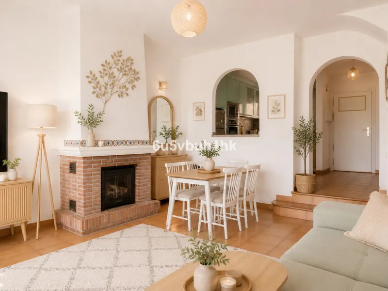 Welcome to a charming townhouse set right on the golf course in Mijas, surrounded by nature, peace, and Andalusian charm. This beautifully maintained home offers a private garden with open green views, backing directly onto a well-kept golf area, ideal fo