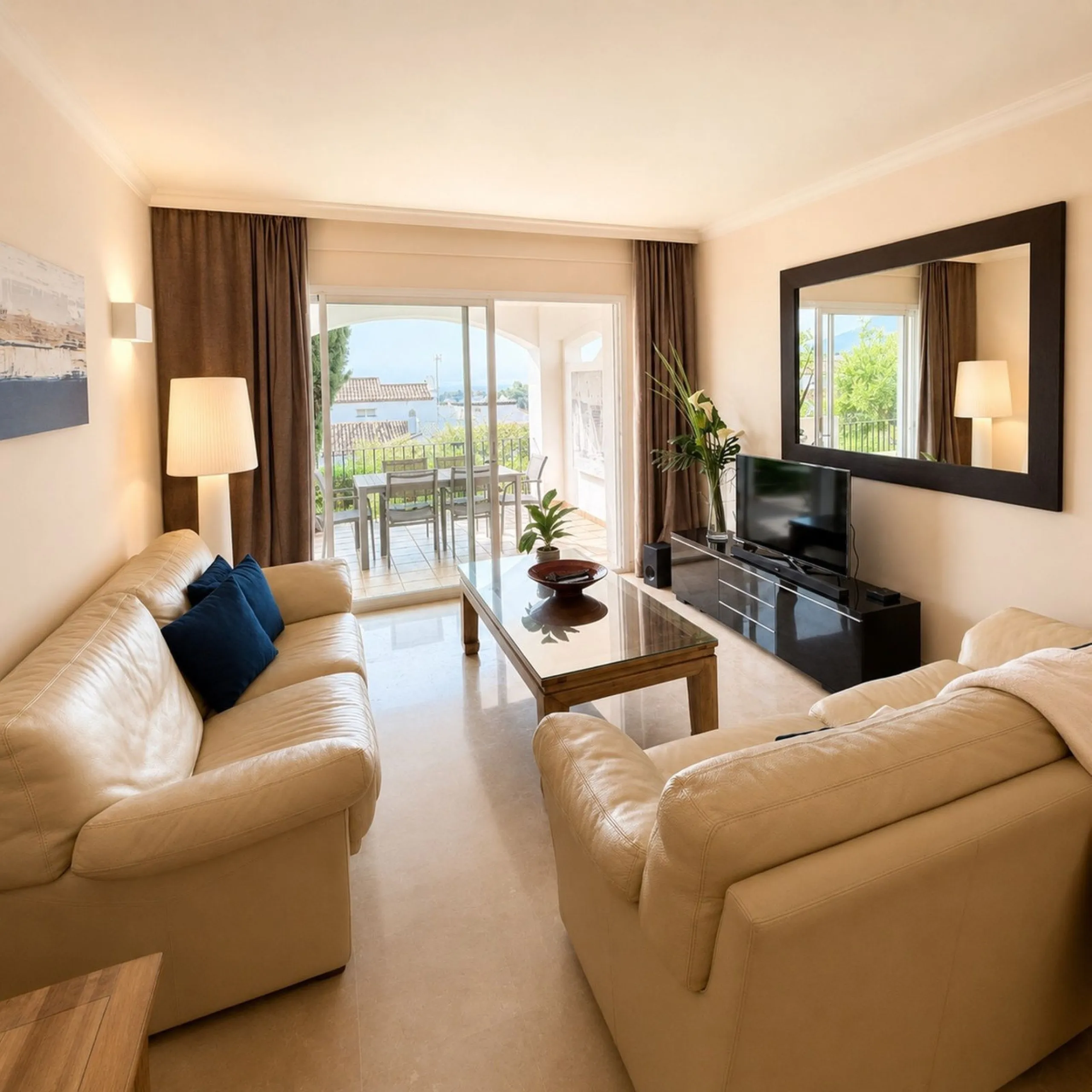 Spacious Ground Floor Apartment with Mountain & Sea Views in Gated La Quinta Urbanization