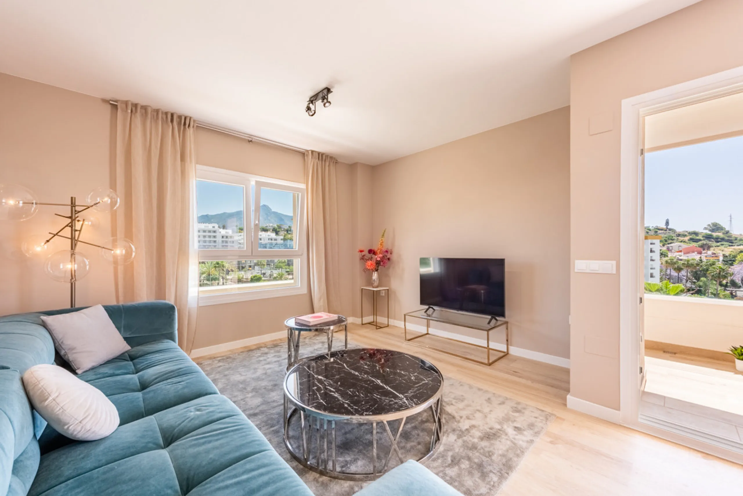 This brand new, never-before-occupied apartment is situated in the prestigious area of Nueva Andalucia, Marbella, Malaga, embodying both luxury and convenience on the renowned Costa Del Sol. Offering three bedrooms and two bathrooms, including an en-suite